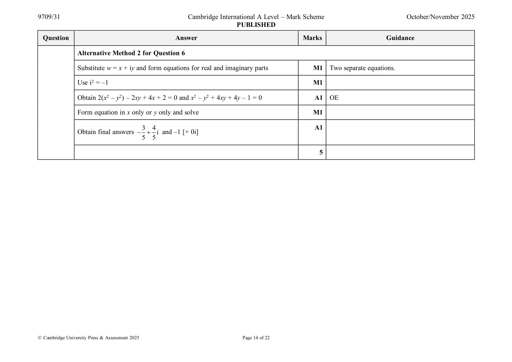 Mark scheme, page 14 of 22