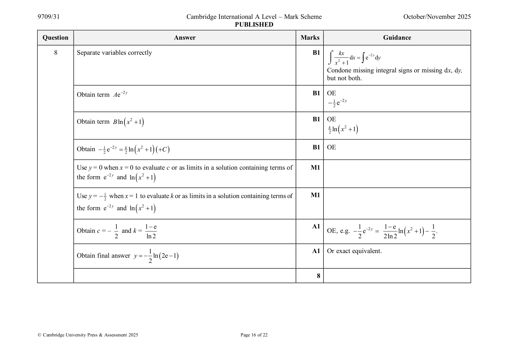 Mark scheme, page 16 of 22