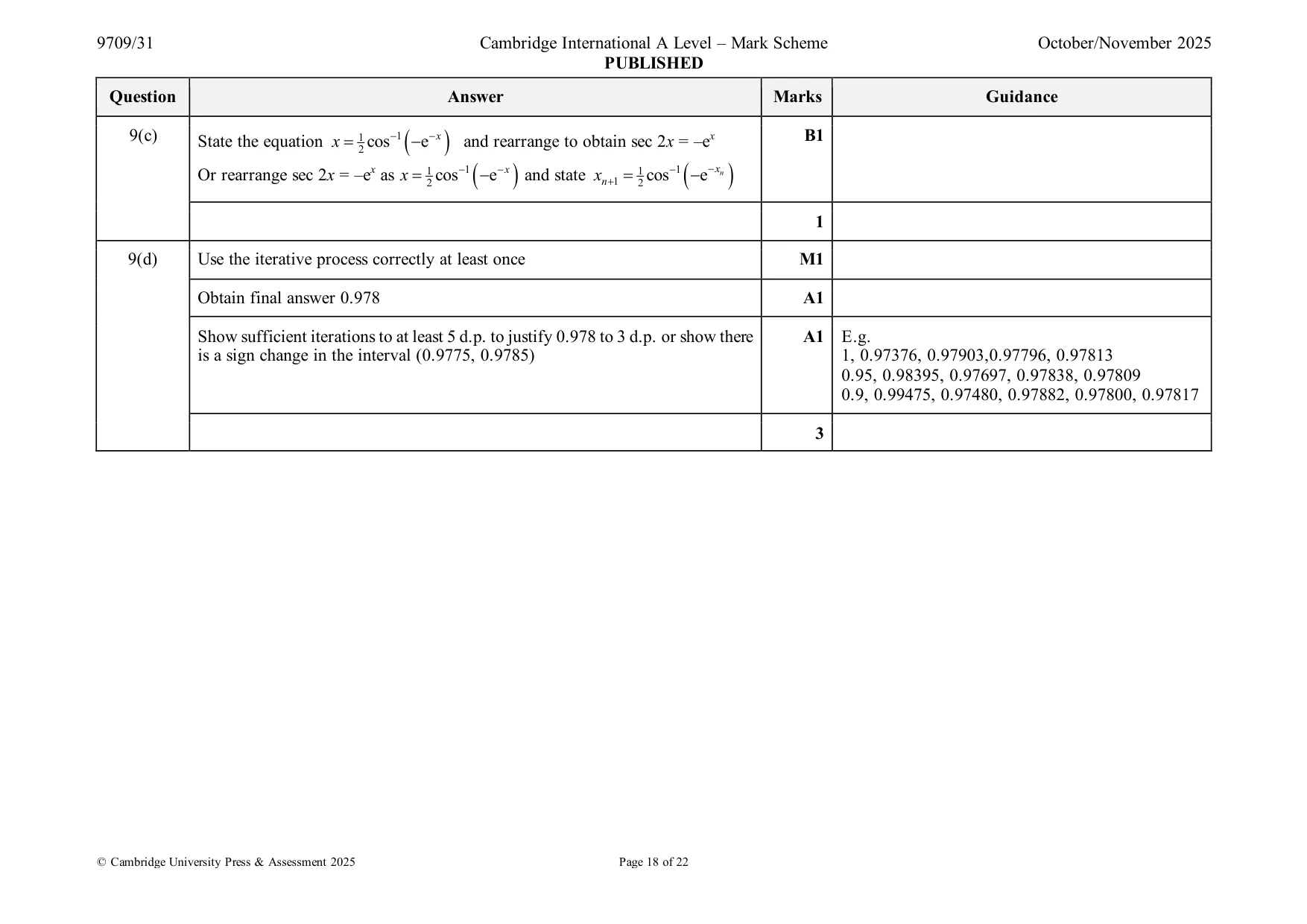 Mark scheme, page 18 of 22