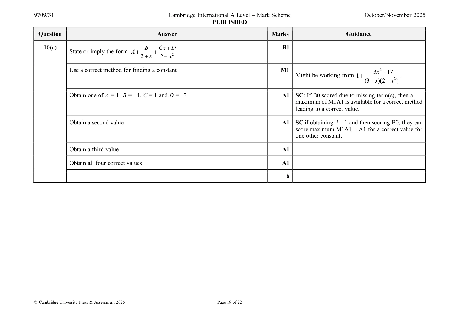Mark scheme, page 19 of 22