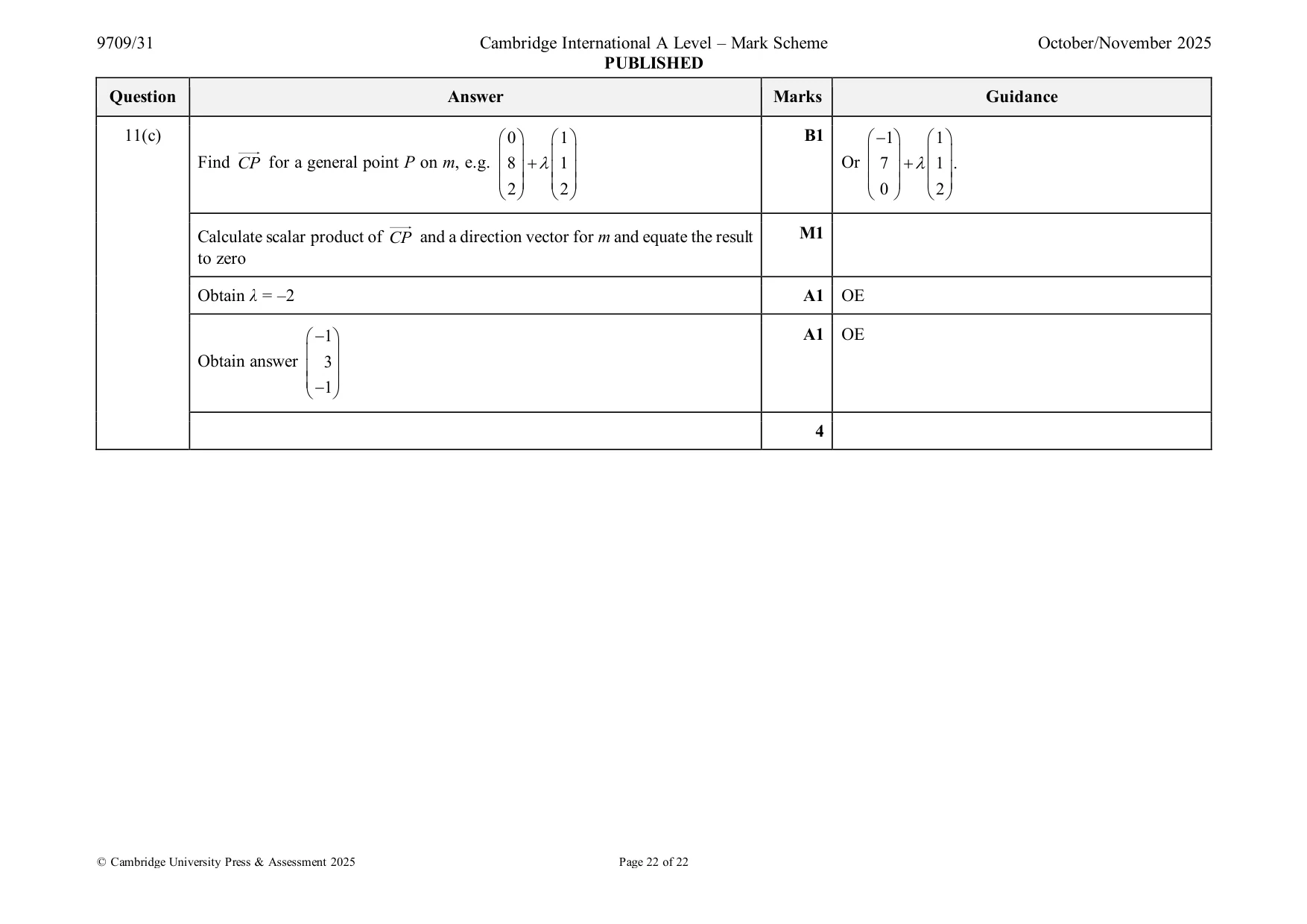 Mark scheme, page 22 of 22