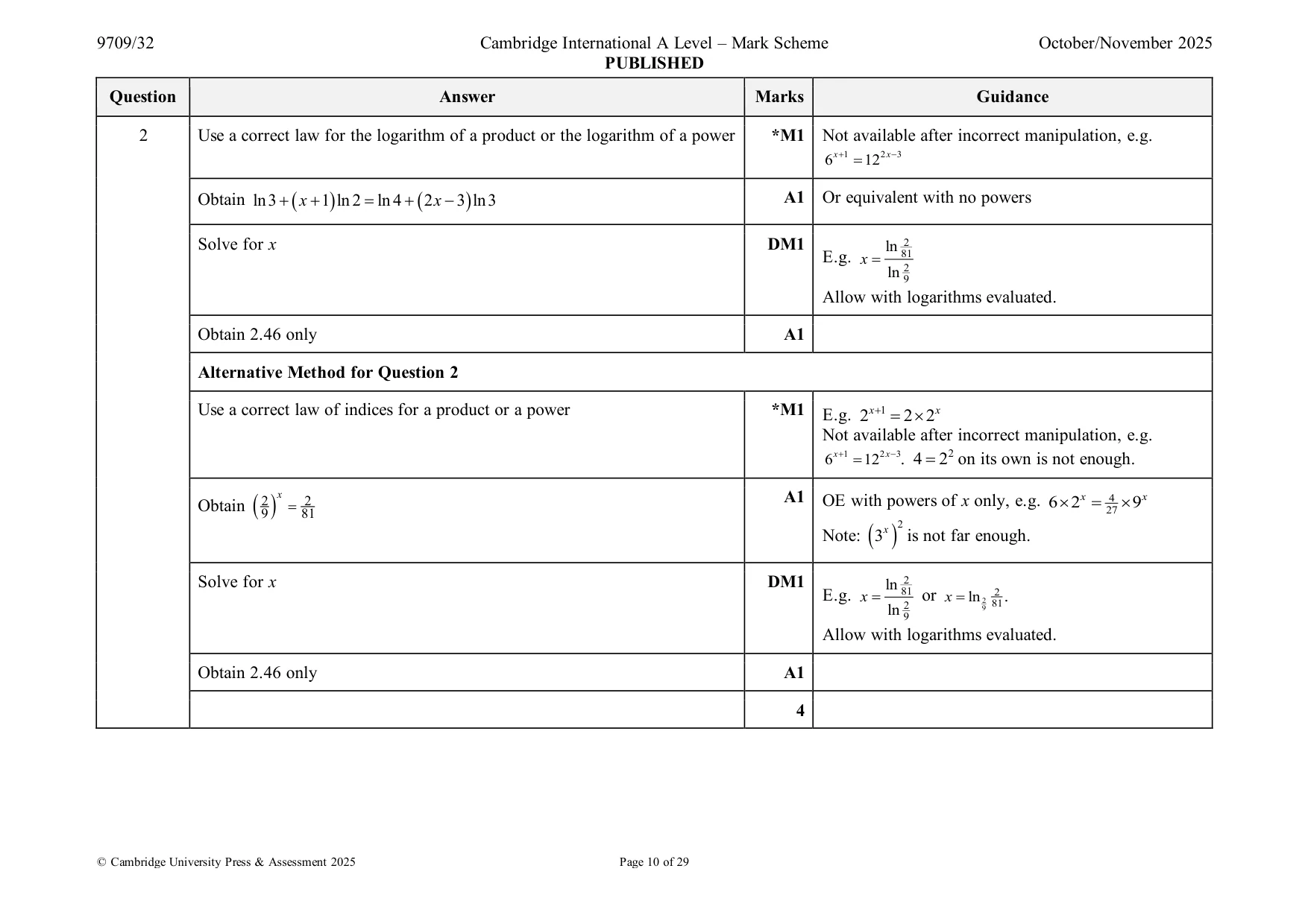 Mark scheme, page 10 of 29