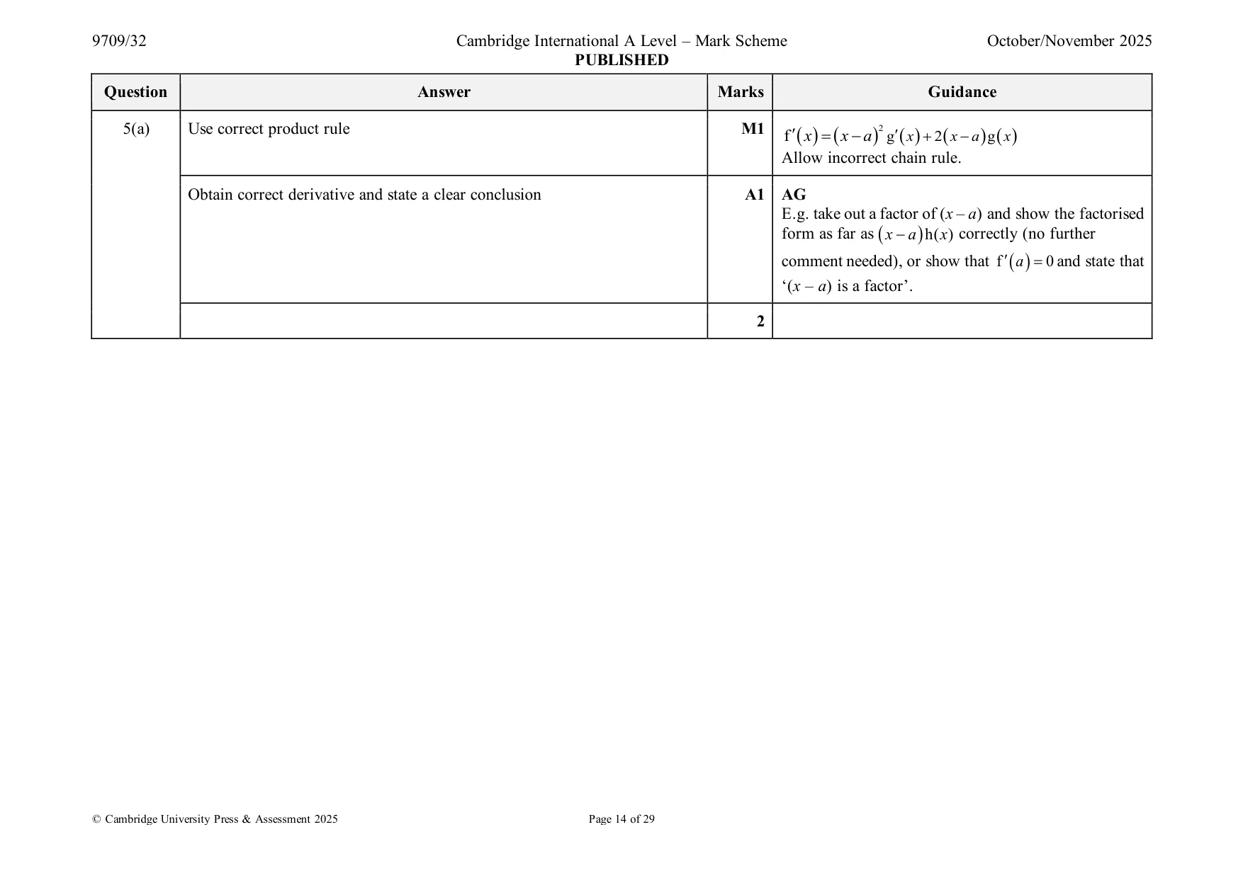 Mark scheme, page 14 of 29