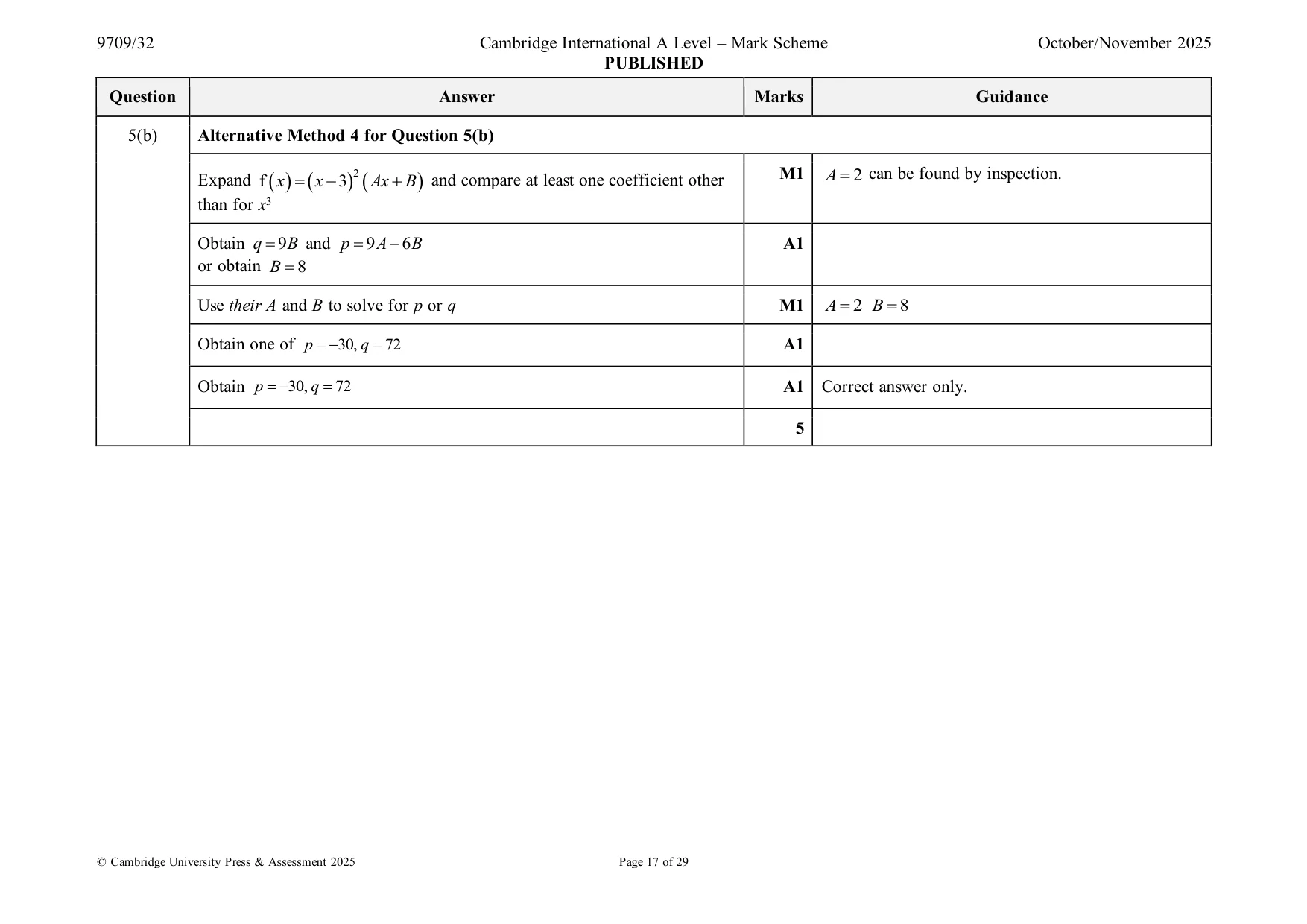 Mark scheme, page 17 of 29