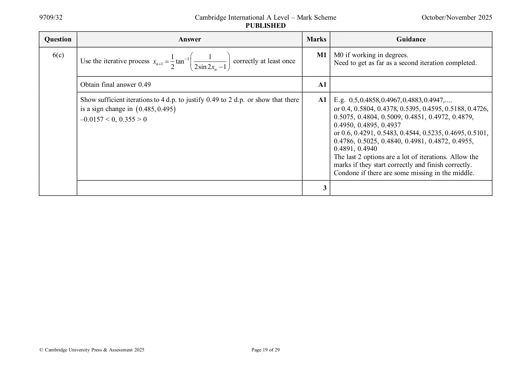 Mark scheme, page 19 of 29