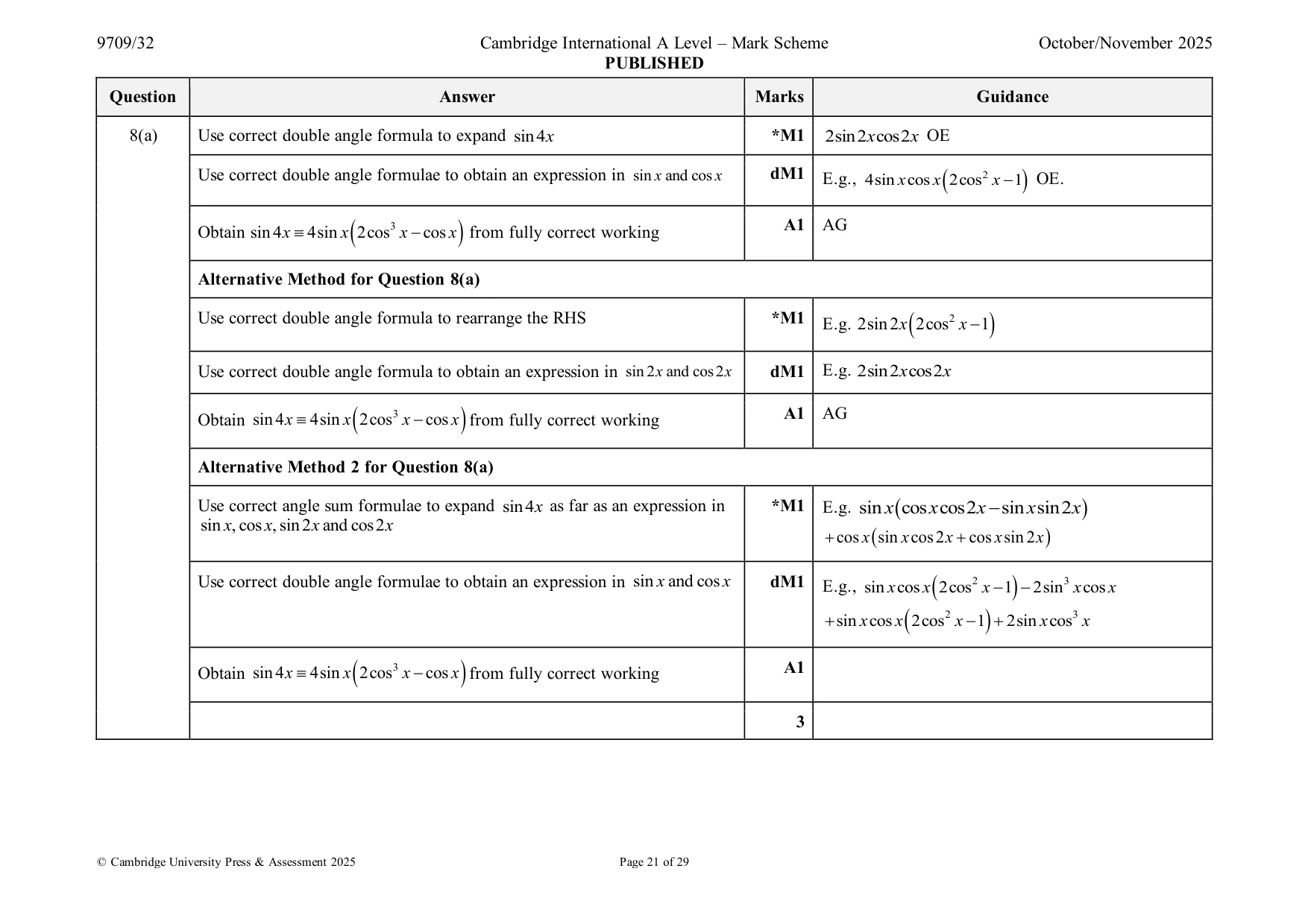 Mark scheme, page 21 of 29