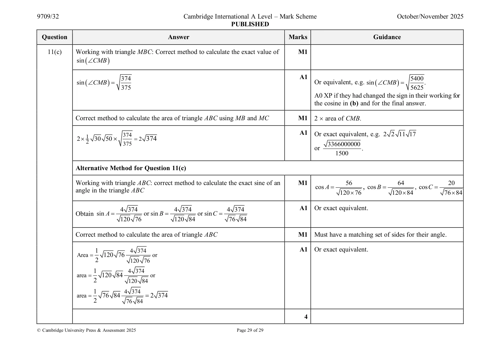 Mark scheme, page 29 of 29