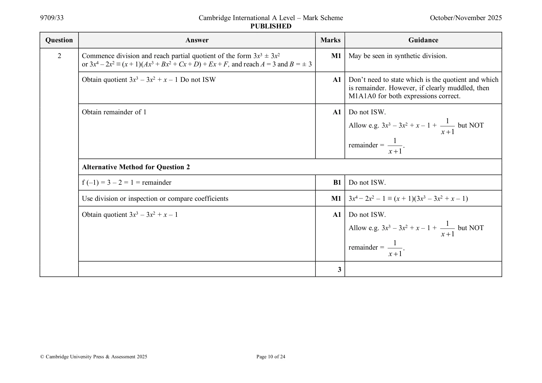 Mark scheme, page 10 of 24