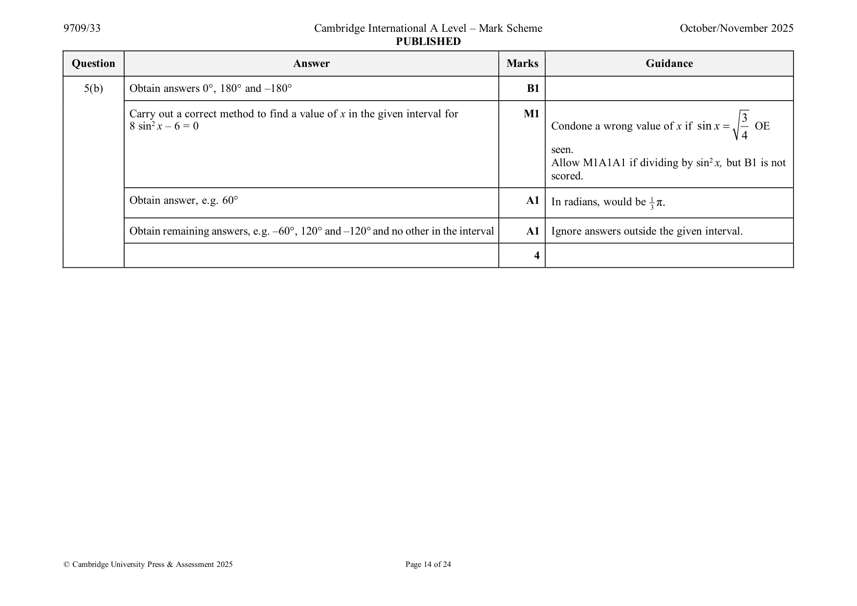 Mark scheme, page 14 of 24