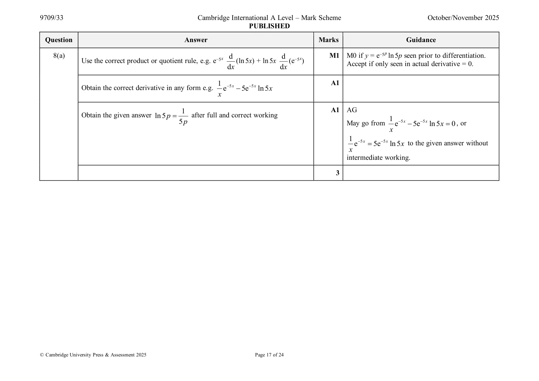 Mark scheme, page 17 of 24