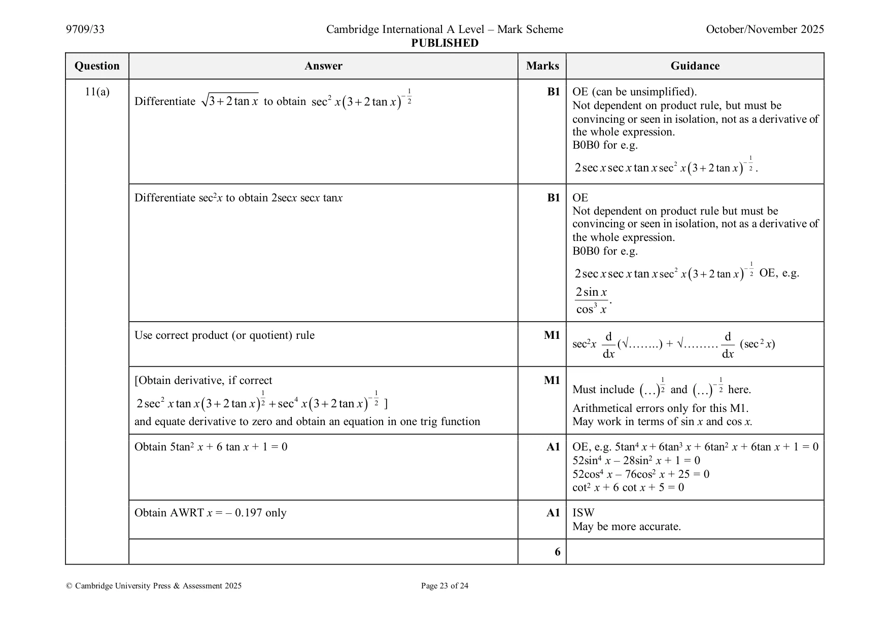 Mark scheme, page 23 of 24