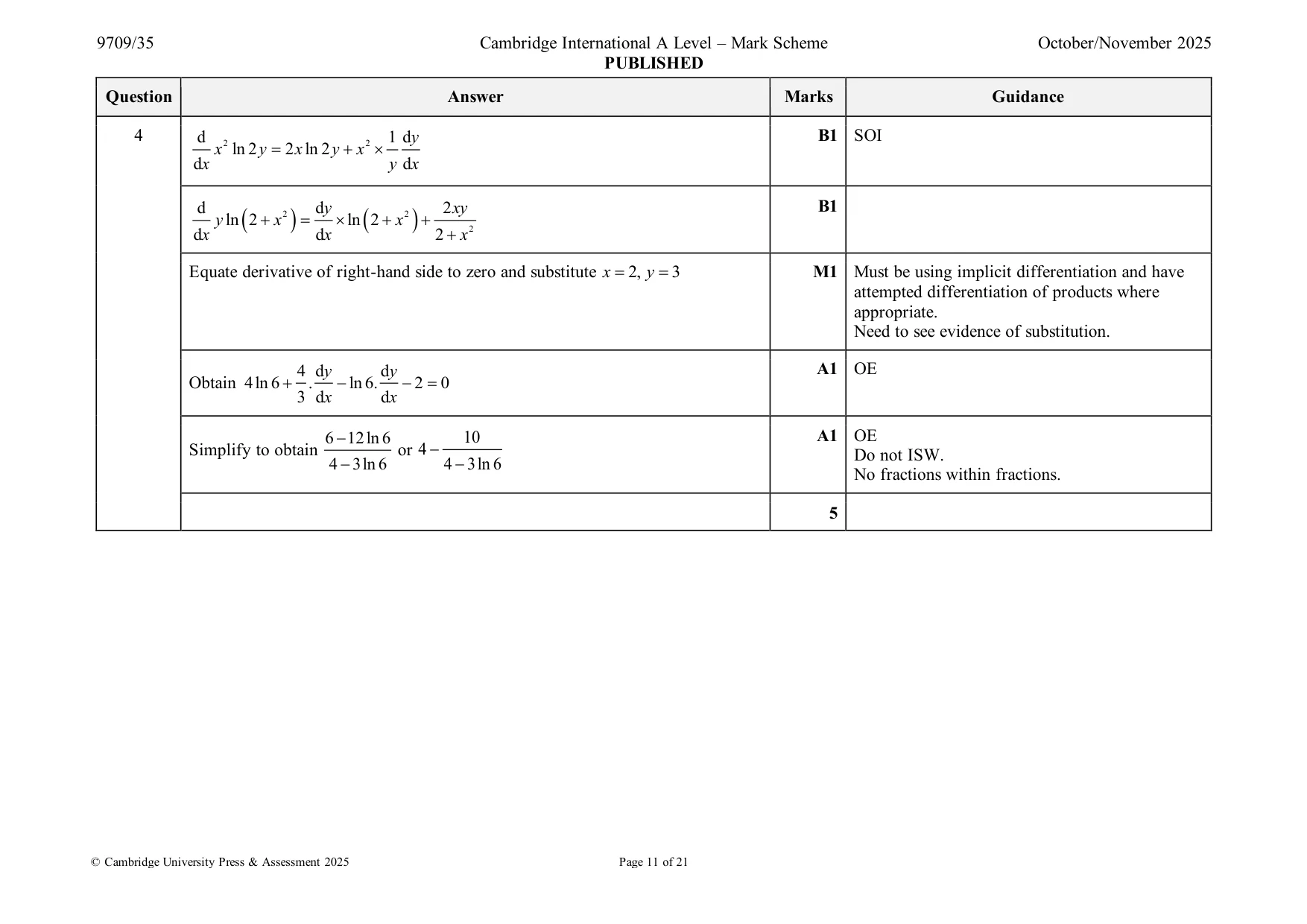 Mark scheme, page 11 of 21