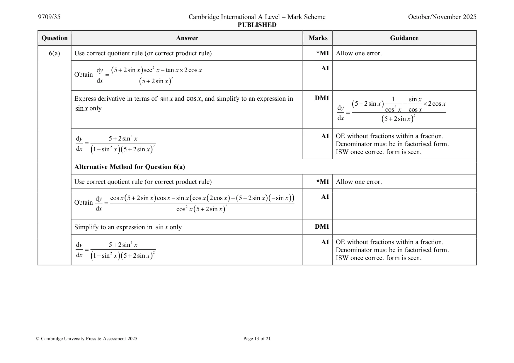 Mark scheme, page 13 of 21