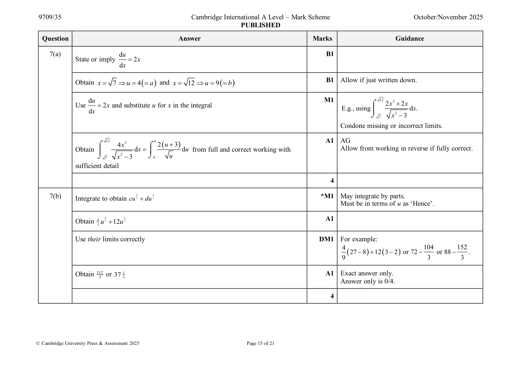 Mark scheme, page 15 of 21