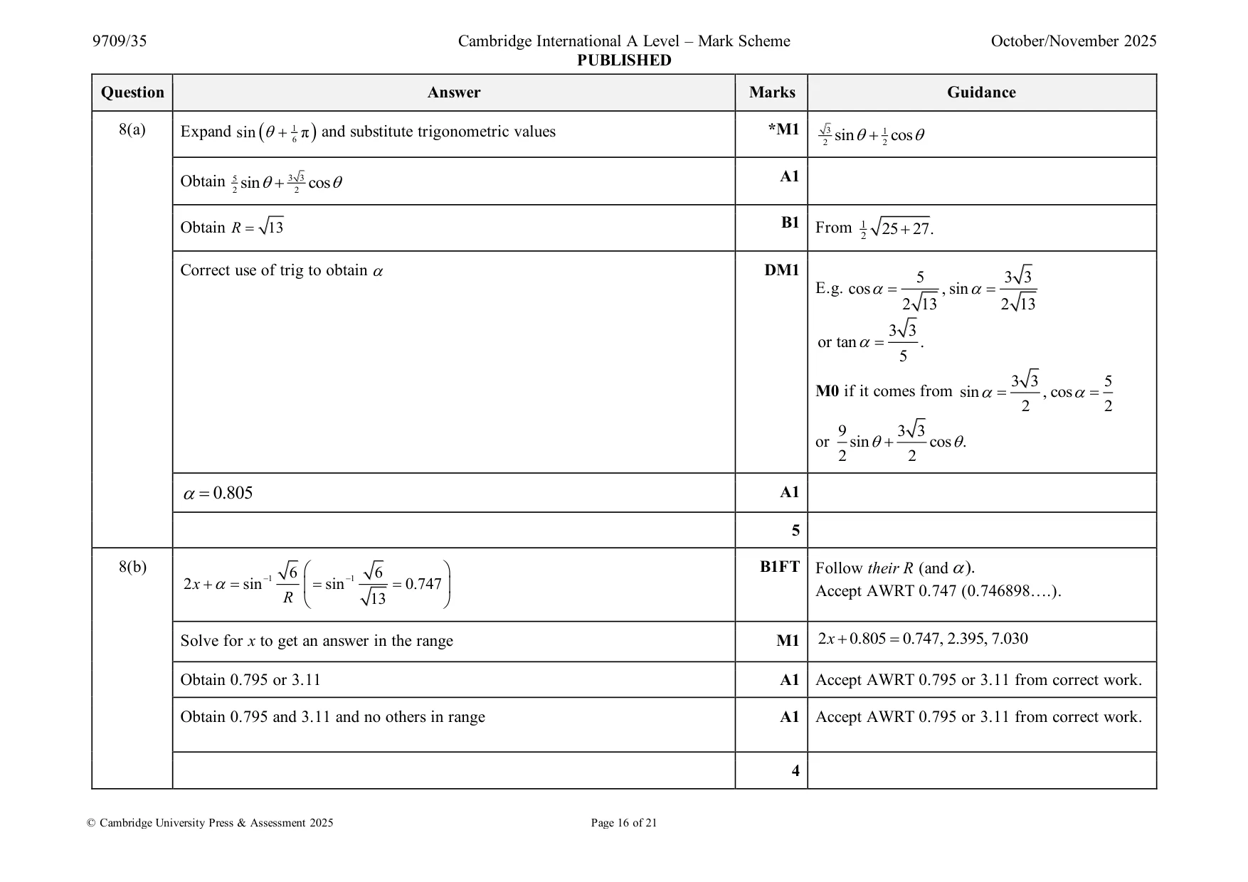 Mark scheme, page 16 of 21