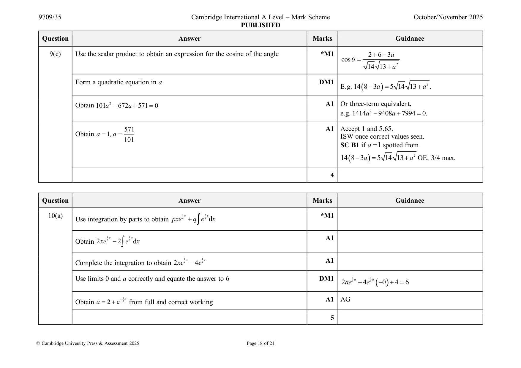 Mark scheme, page 18 of 21
