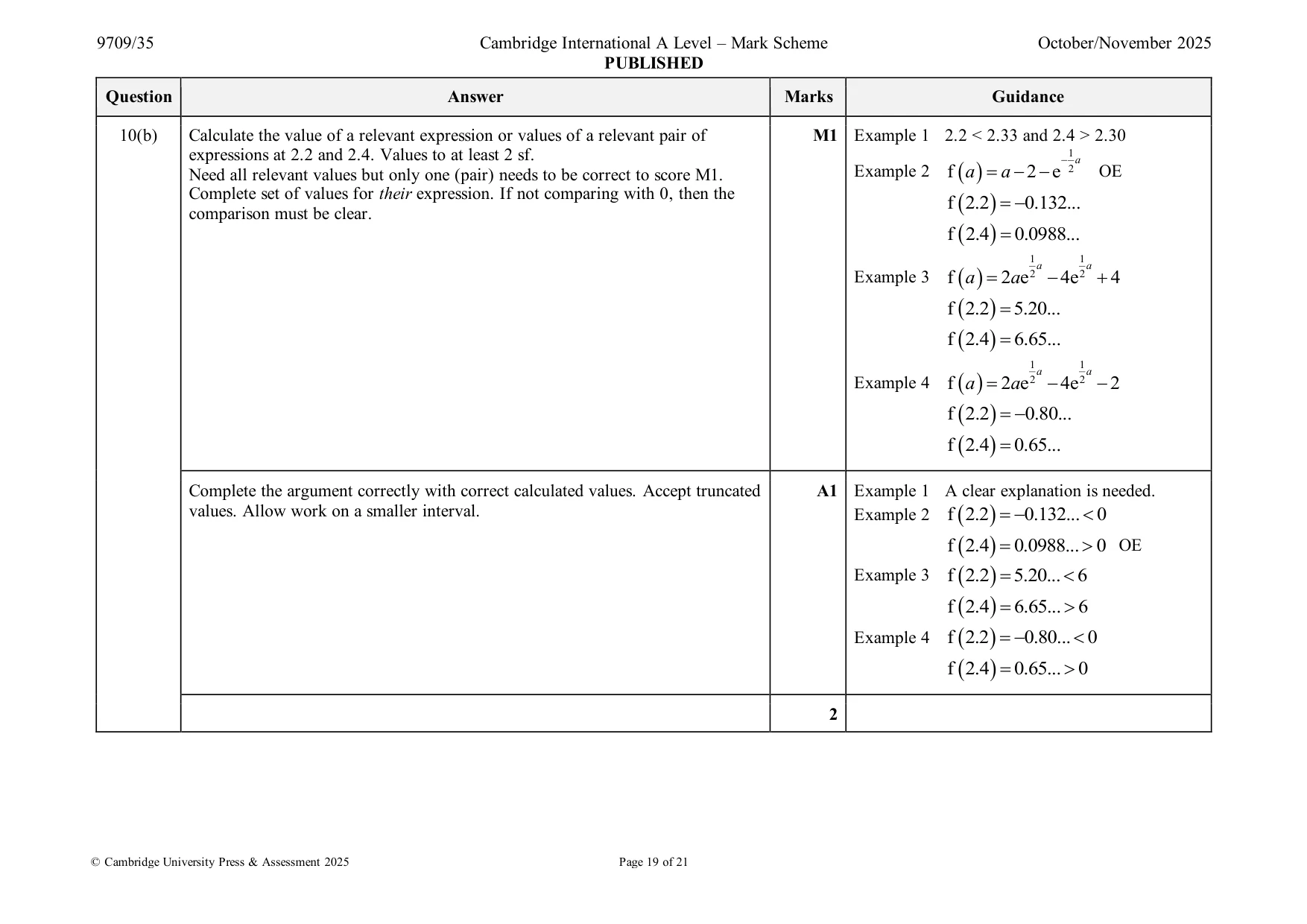 Mark scheme, page 19 of 21