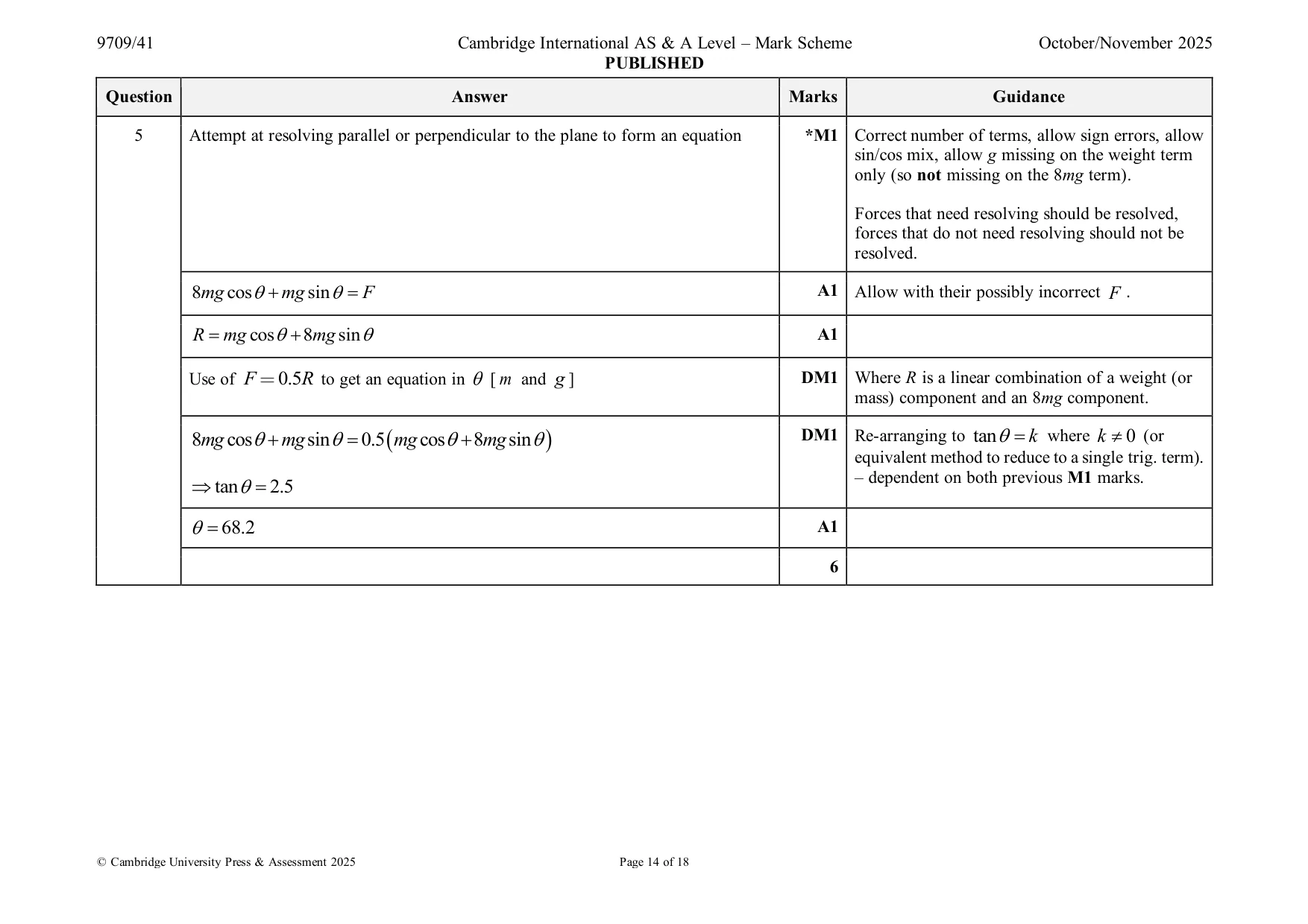 Mark scheme, page 14 of 18