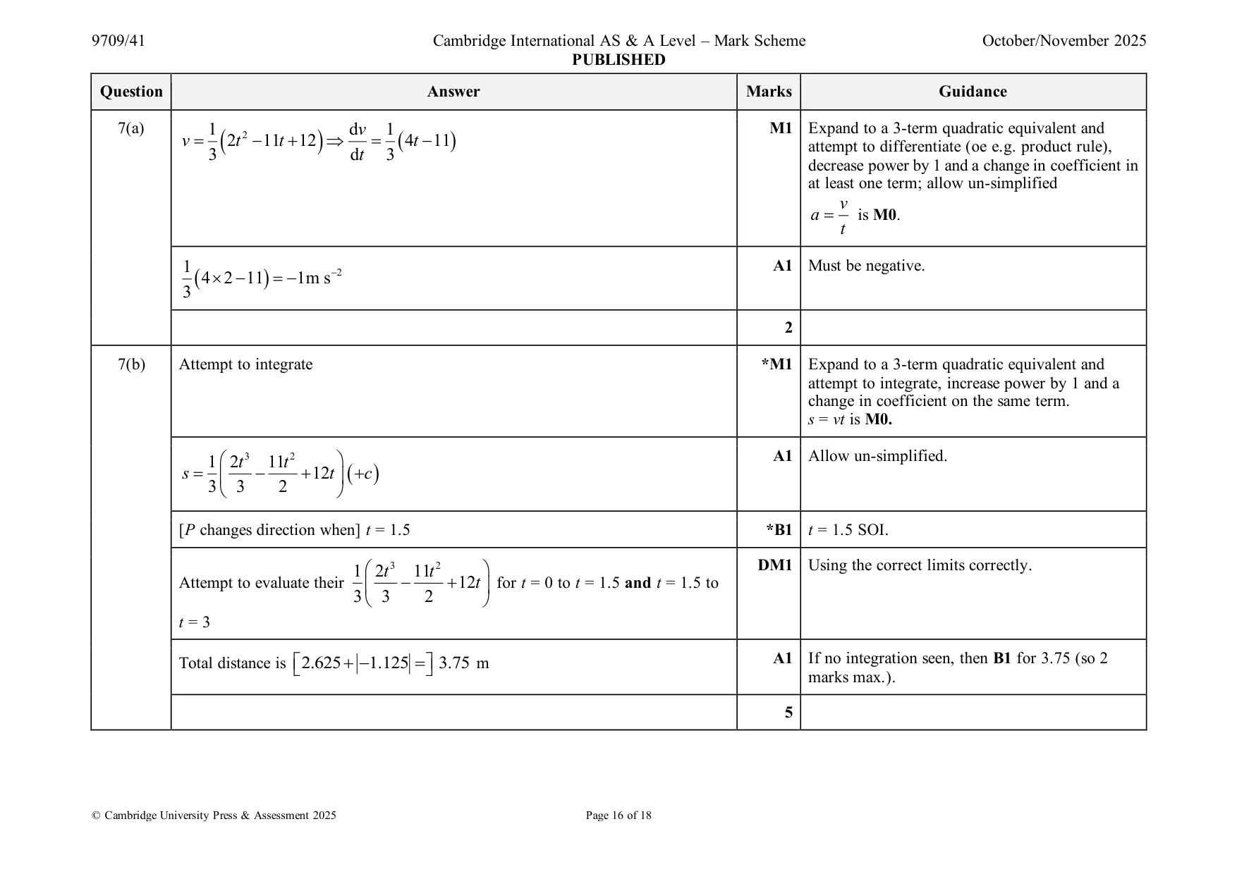 Mark scheme, page 16 of 18