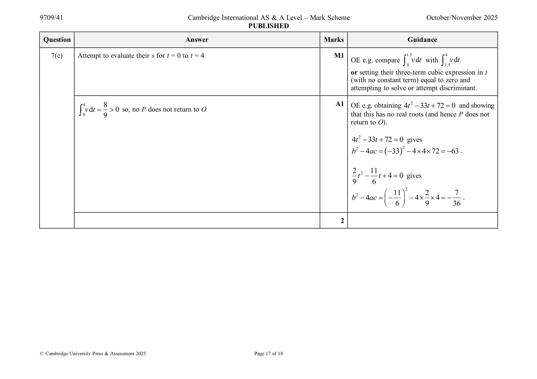 Mark scheme, page 17 of 18