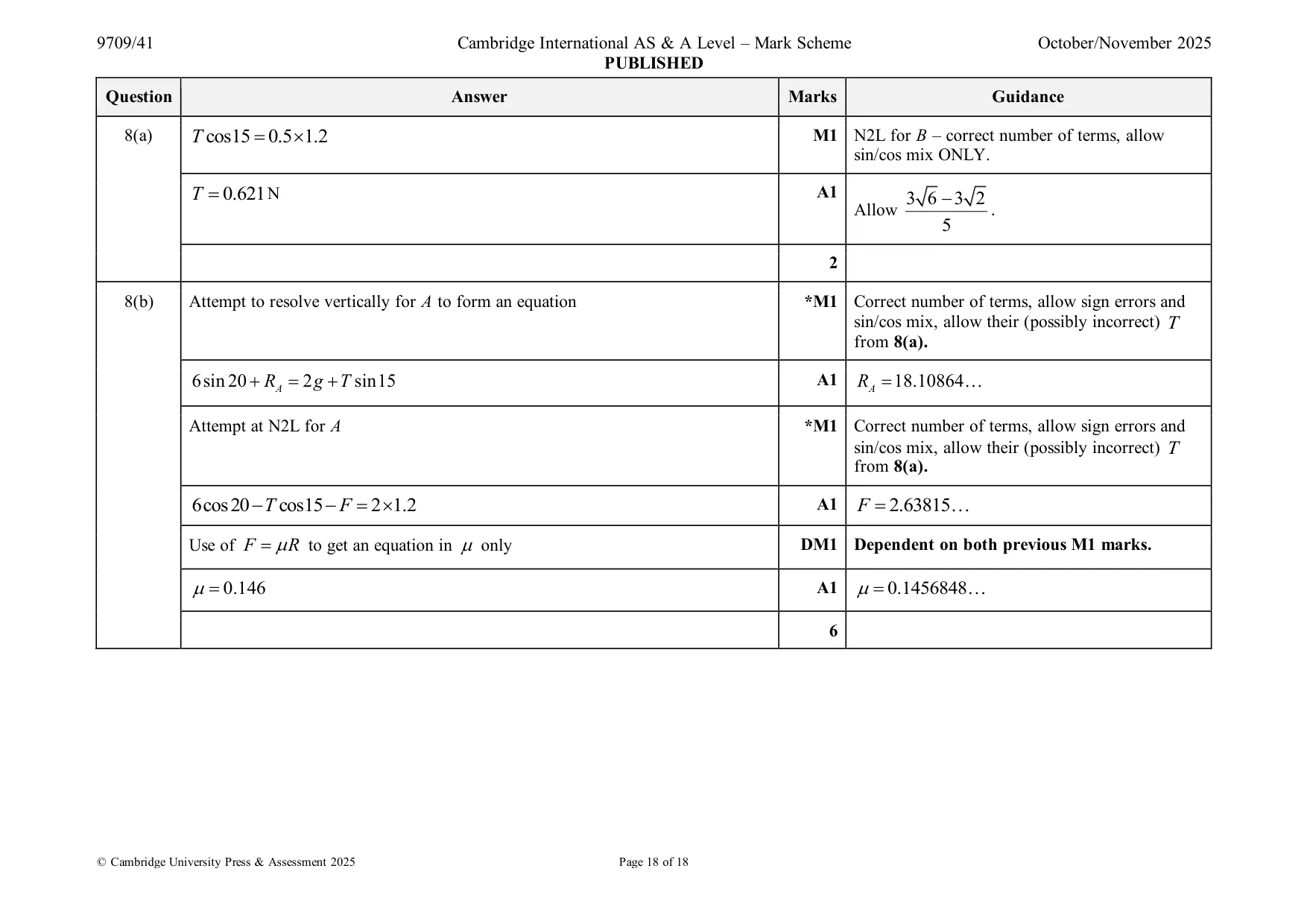 Mark scheme, page 18 of 18