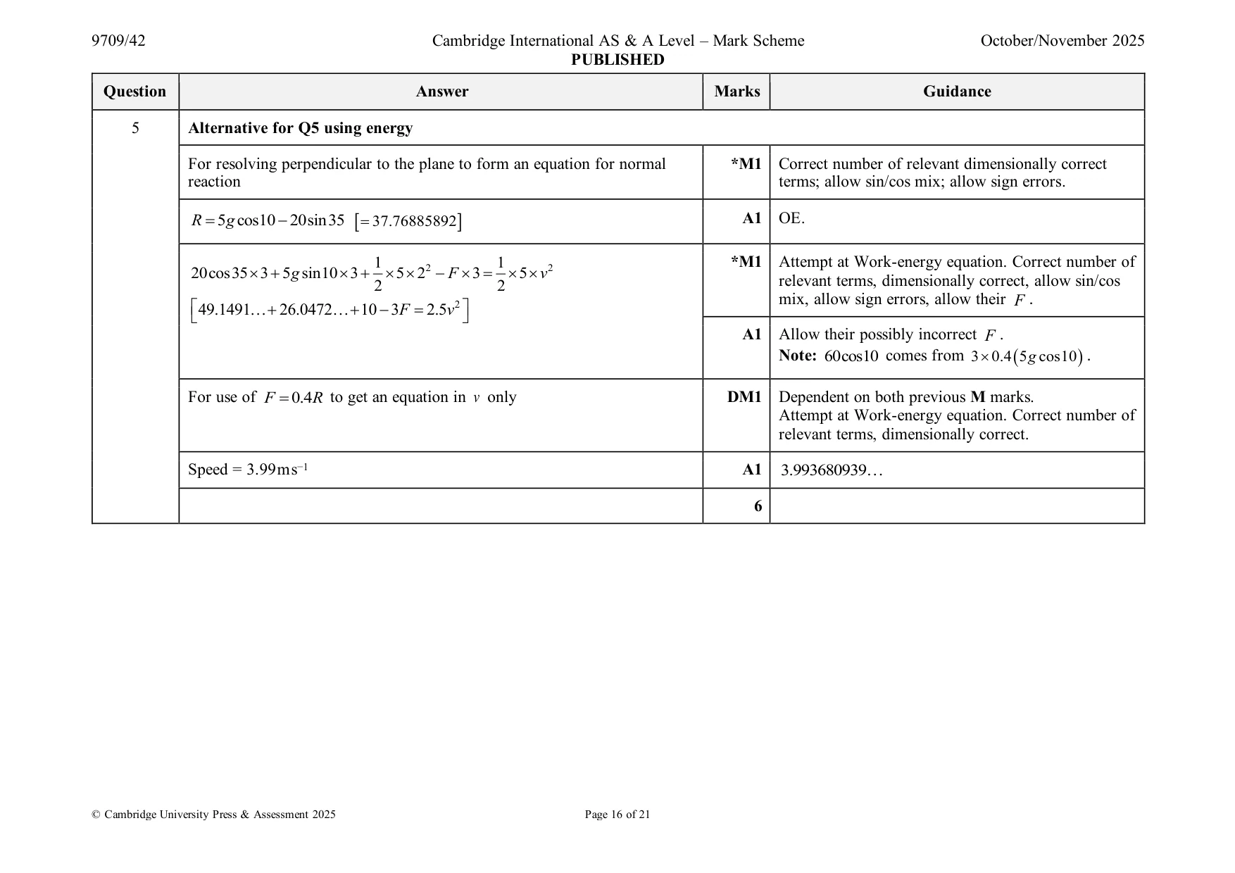Mark scheme, page 16 of 21