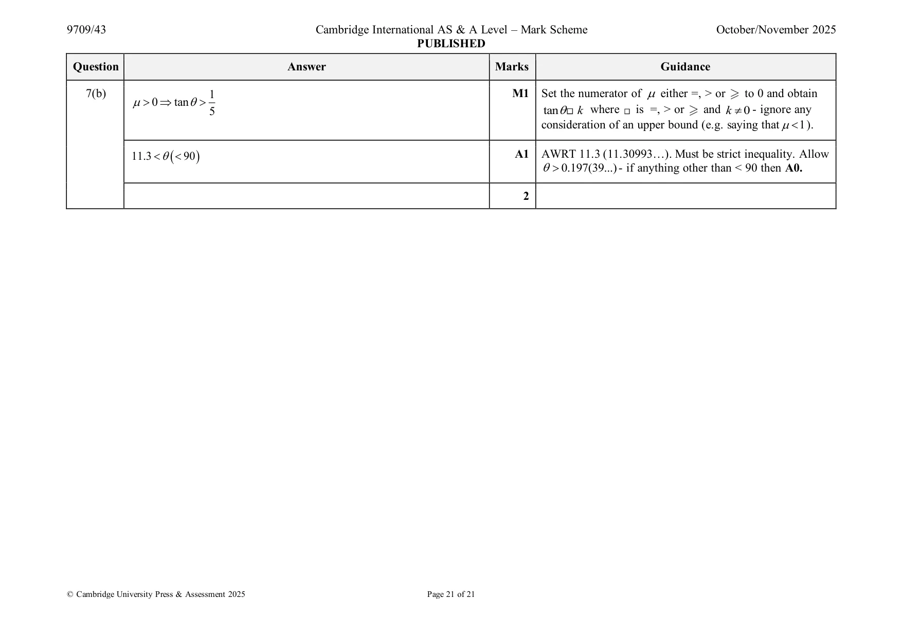 Mark scheme, page 21 of 21