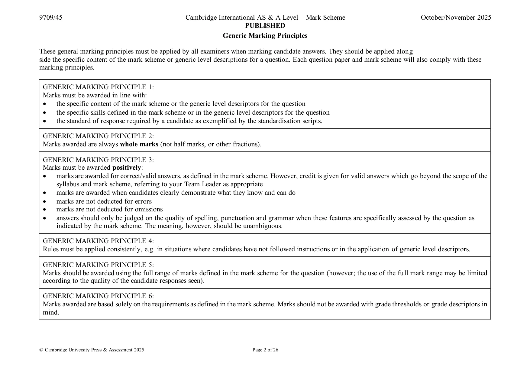 Mark scheme, page 2 of 26