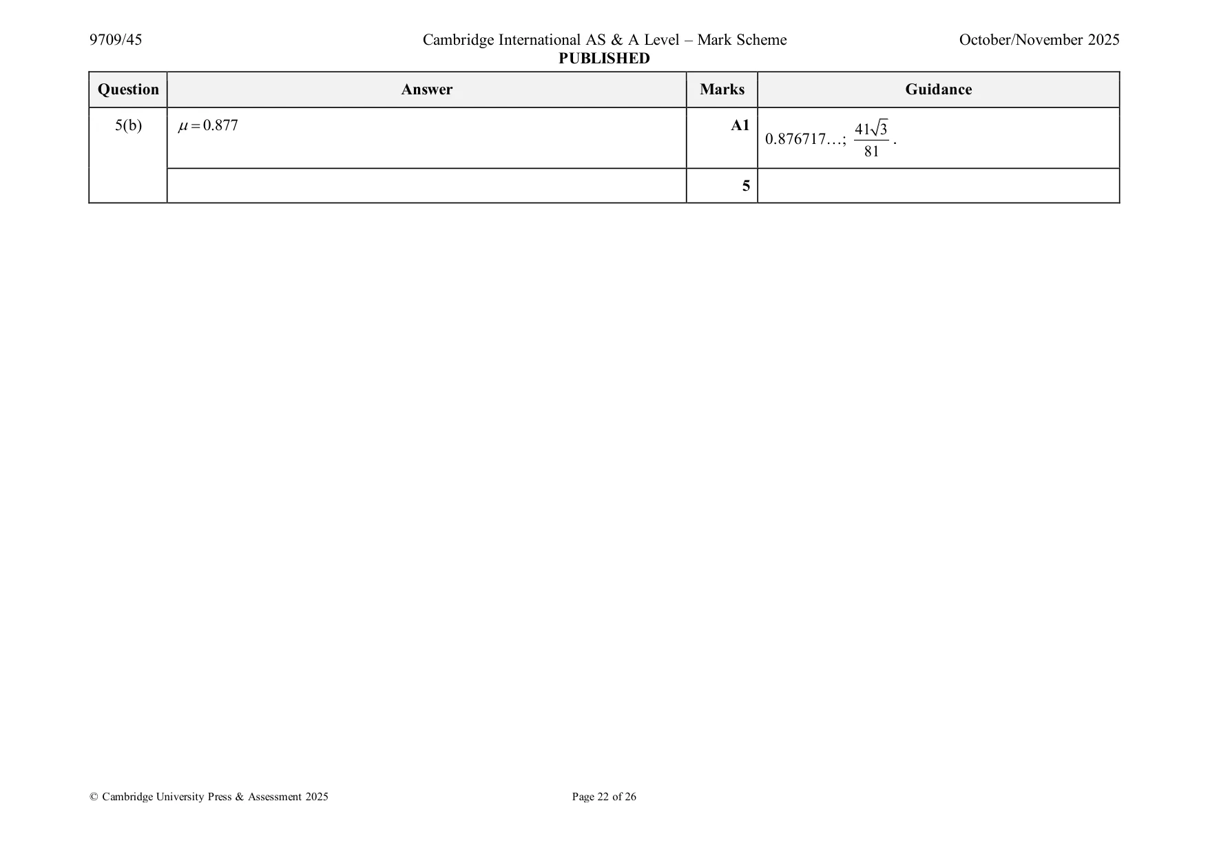 Mark scheme, page 22 of 26