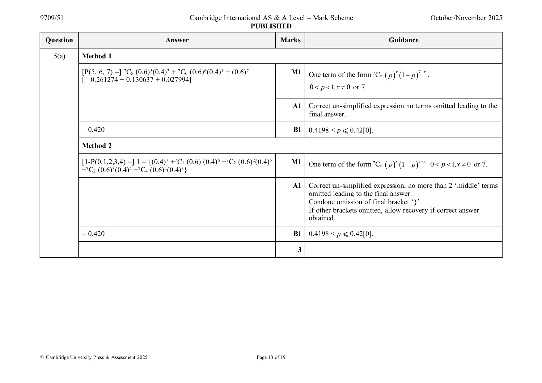 Mark scheme, page 13 of 19