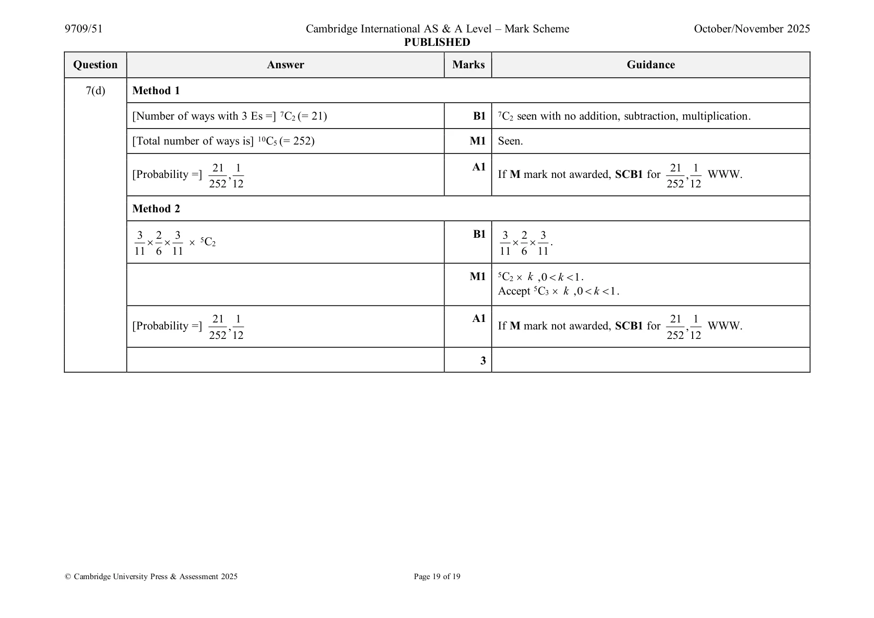 Mark scheme, page 19 of 19