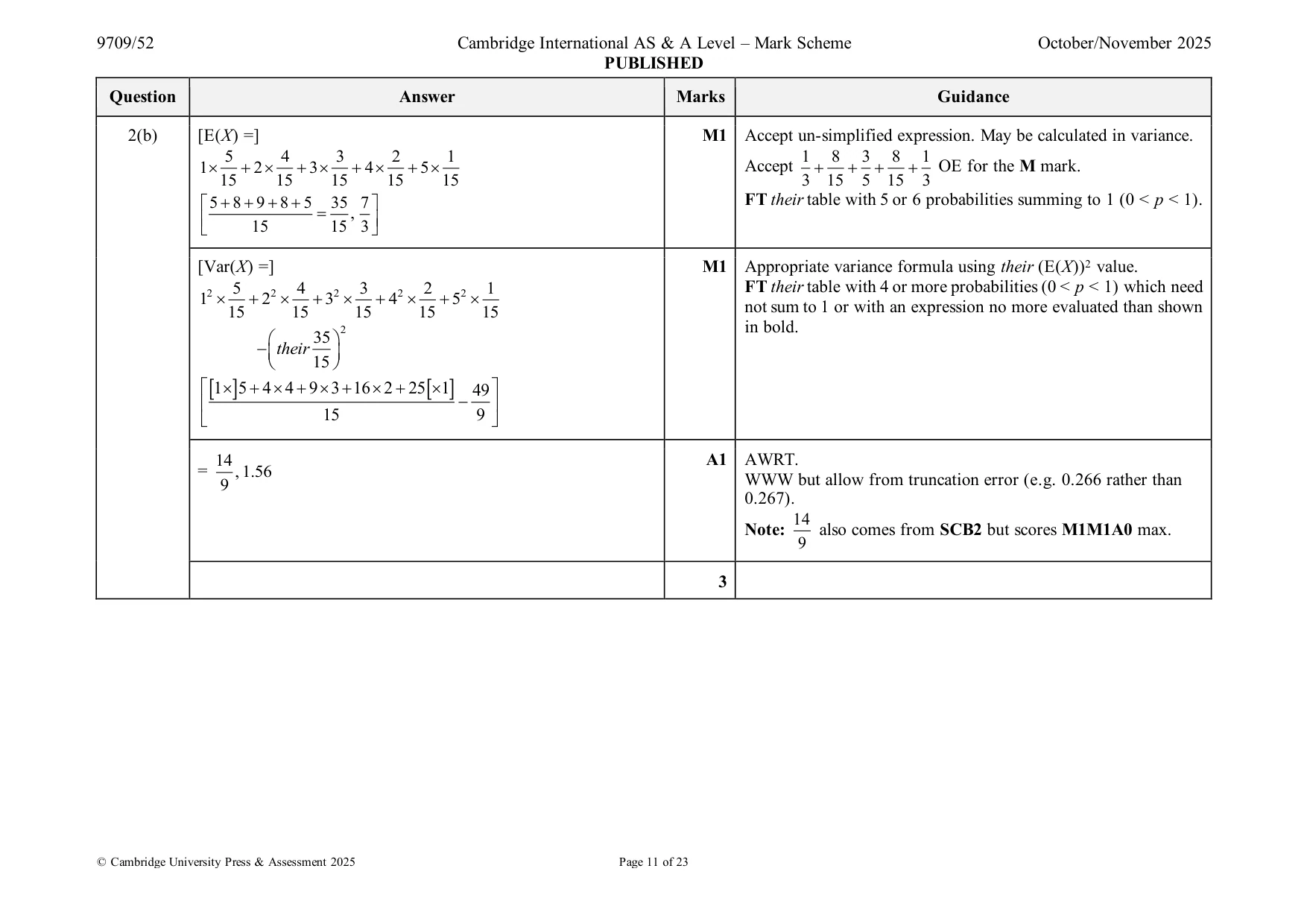 Mark scheme, page 11 of 23