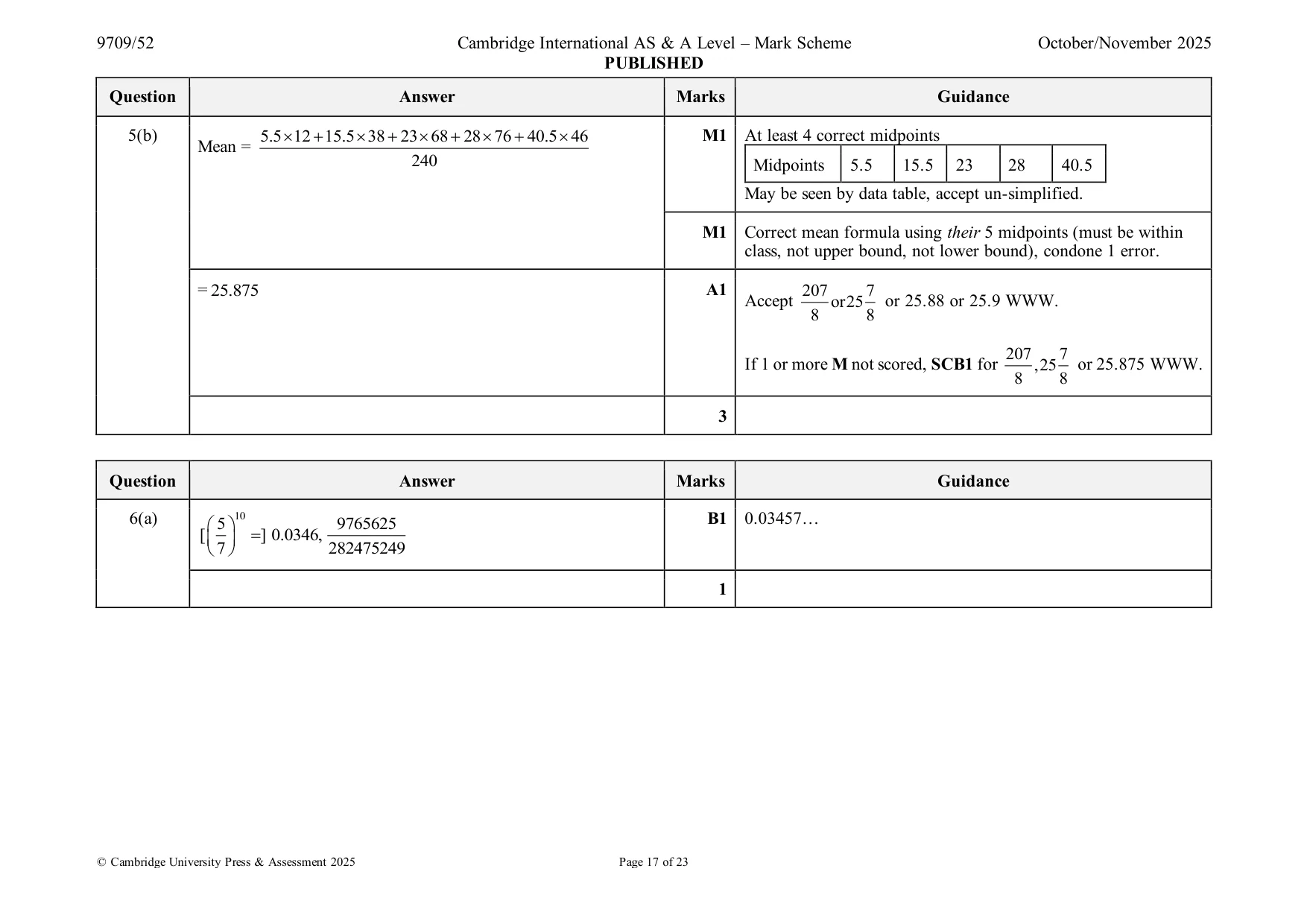 Mark scheme, page 17 of 23
