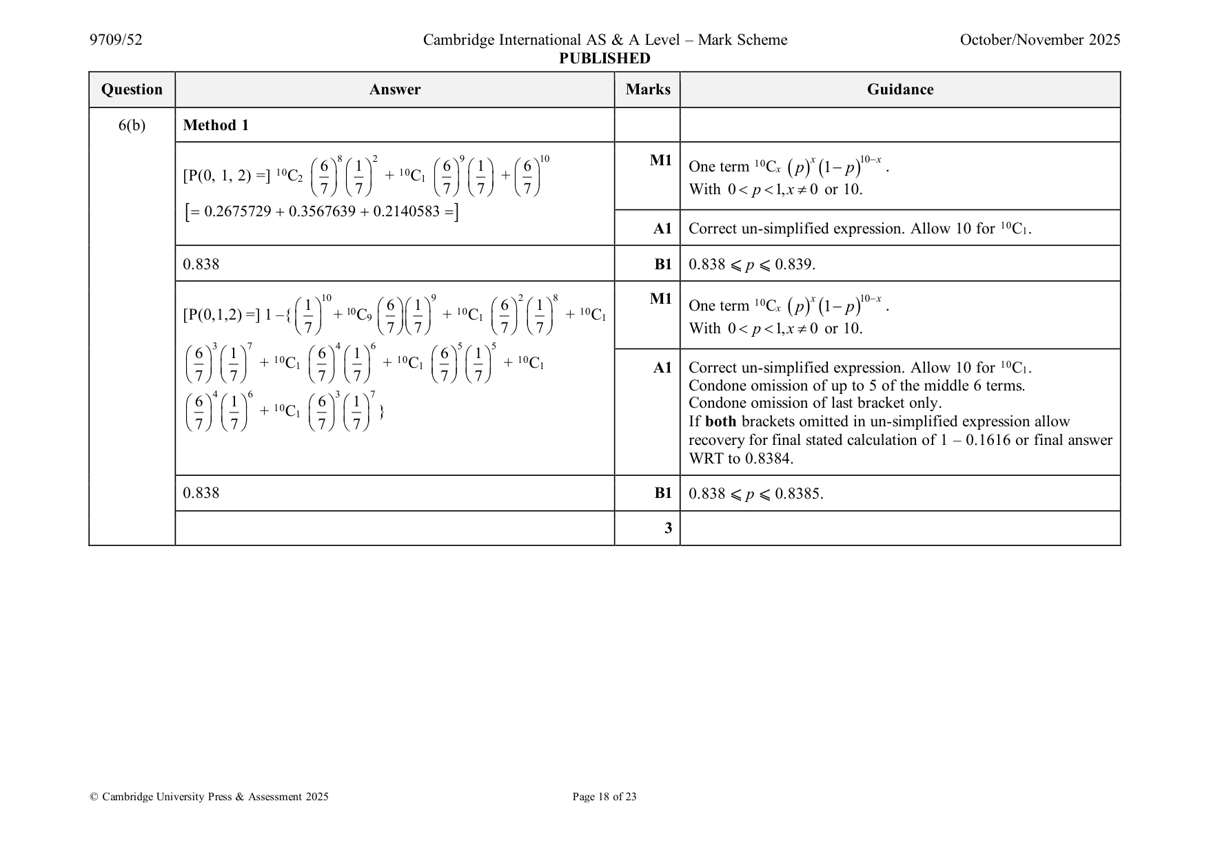 Mark scheme, page 18 of 23