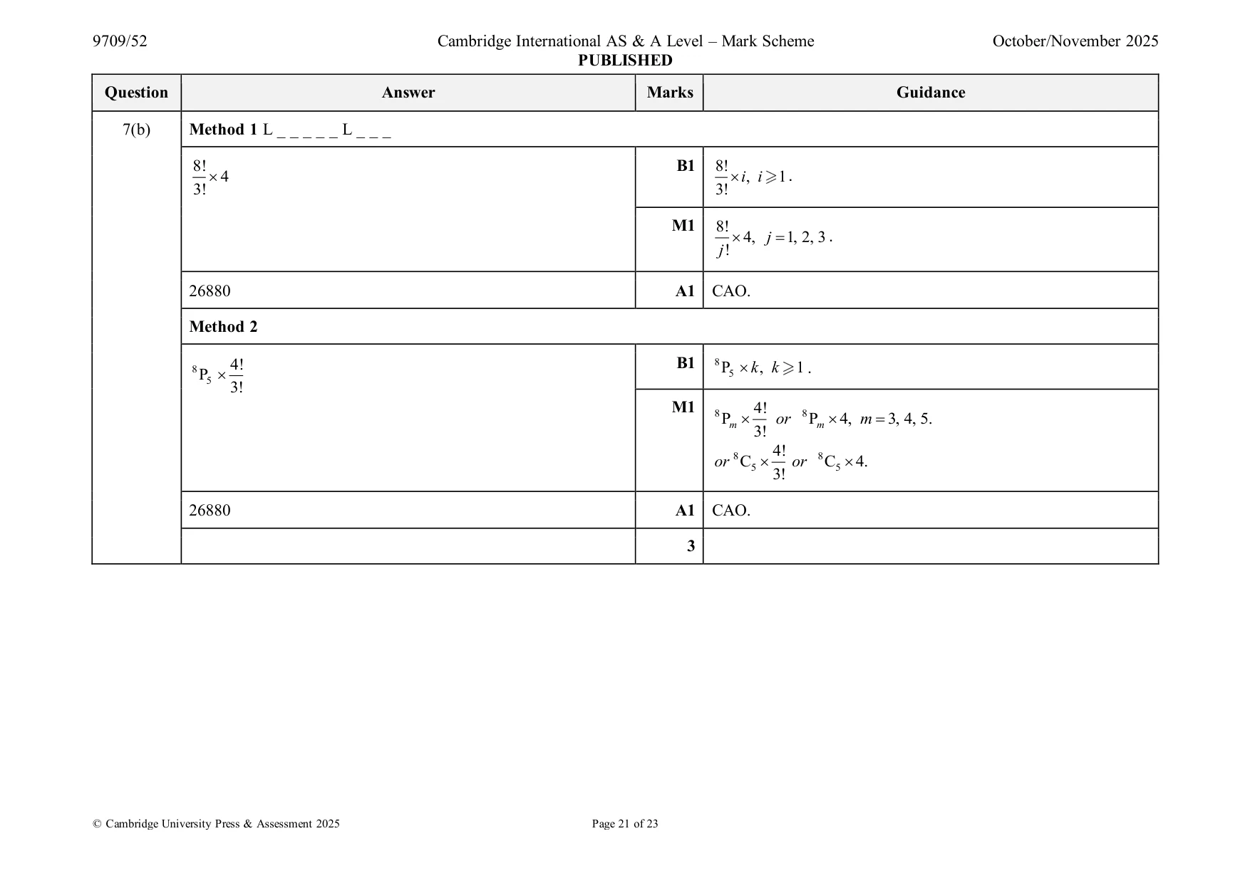 Mark scheme, page 21 of 23