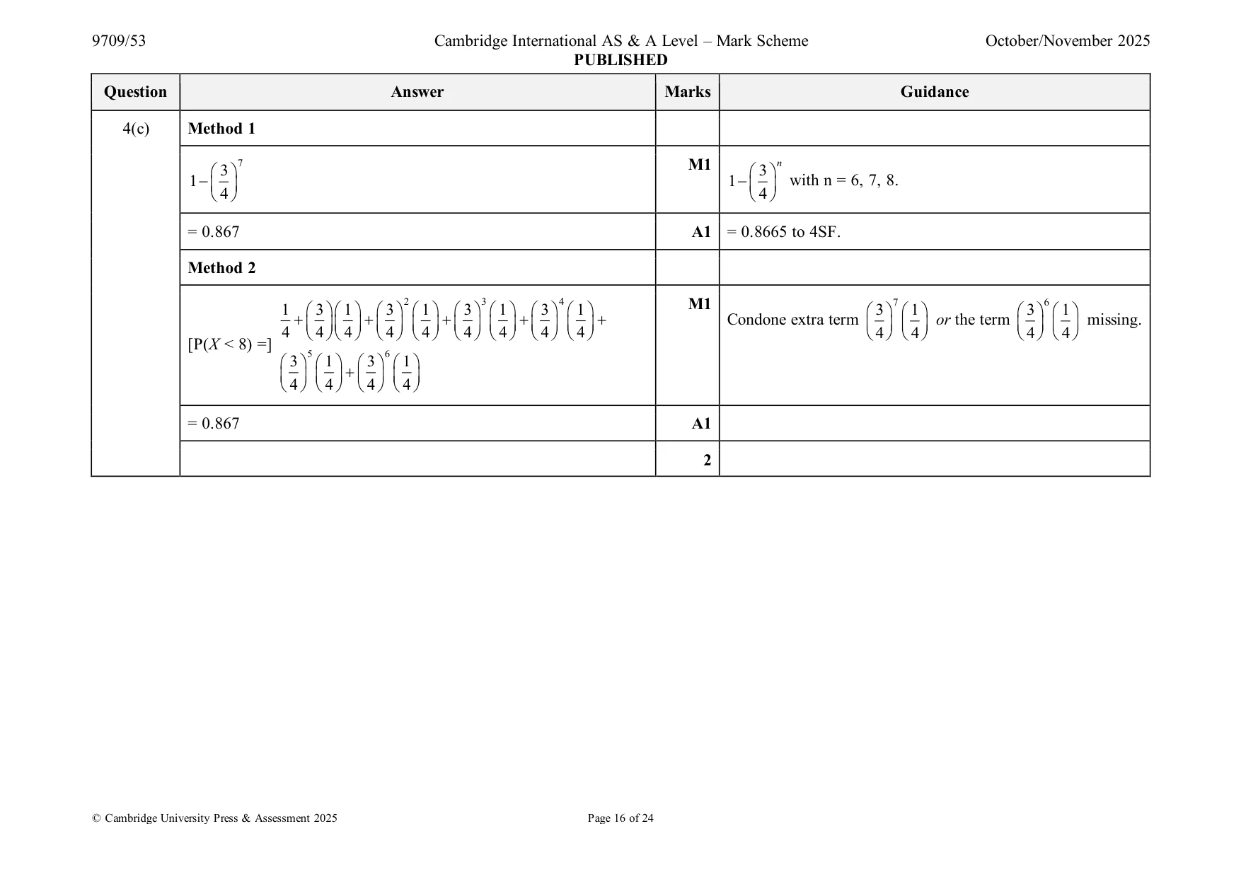 Mark scheme, page 16 of 24