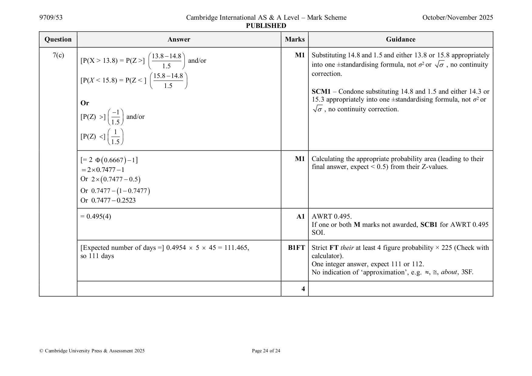 Mark scheme, page 24 of 24