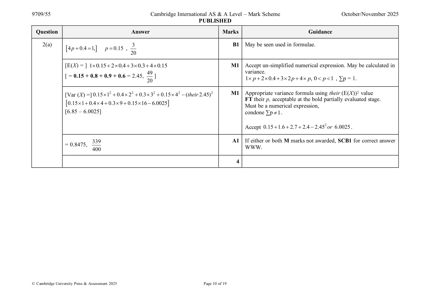 Mark scheme, page 10 of 19