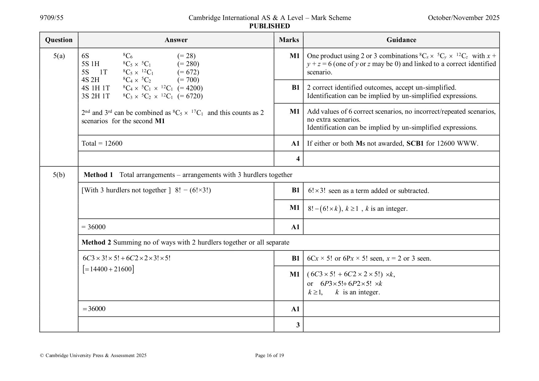 Mark scheme, page 16 of 19
