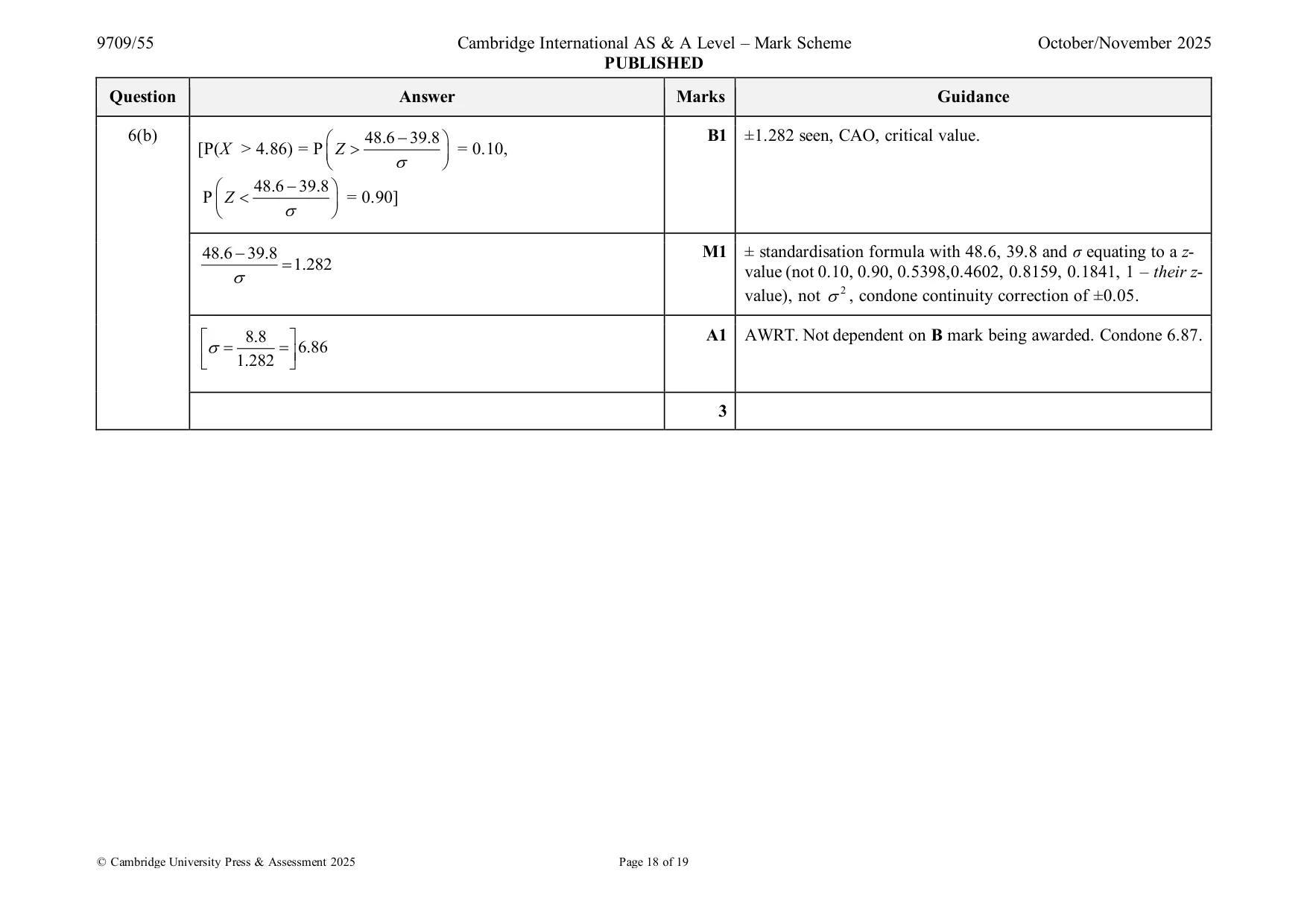 Mark scheme, page 18 of 19