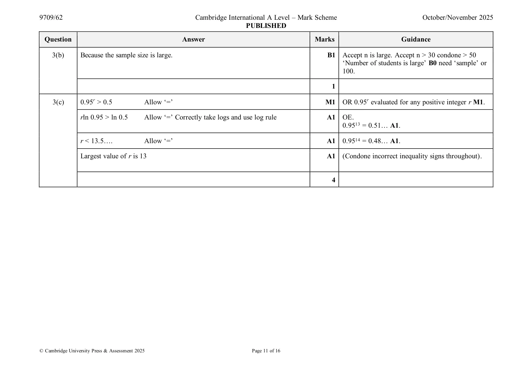 Mark scheme, page 11 of 16