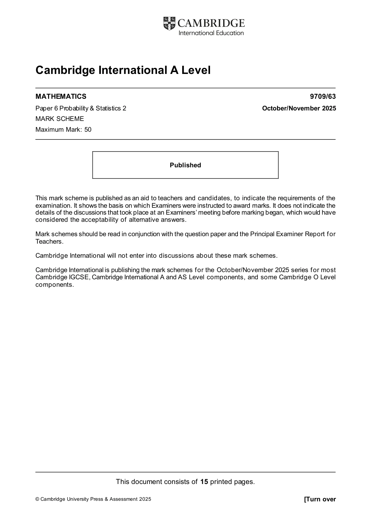 Mark scheme, page 1 of 15