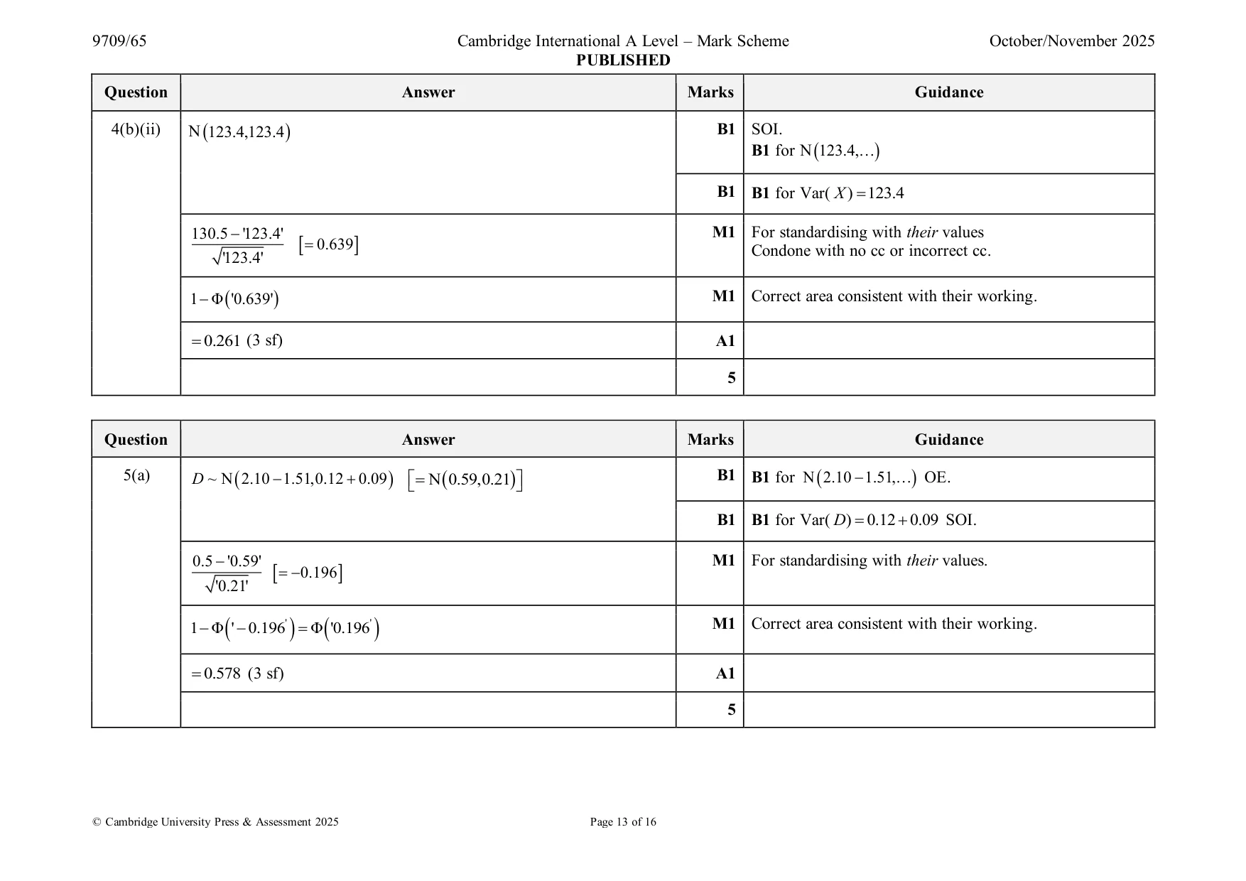 Mark scheme, page 13 of 16