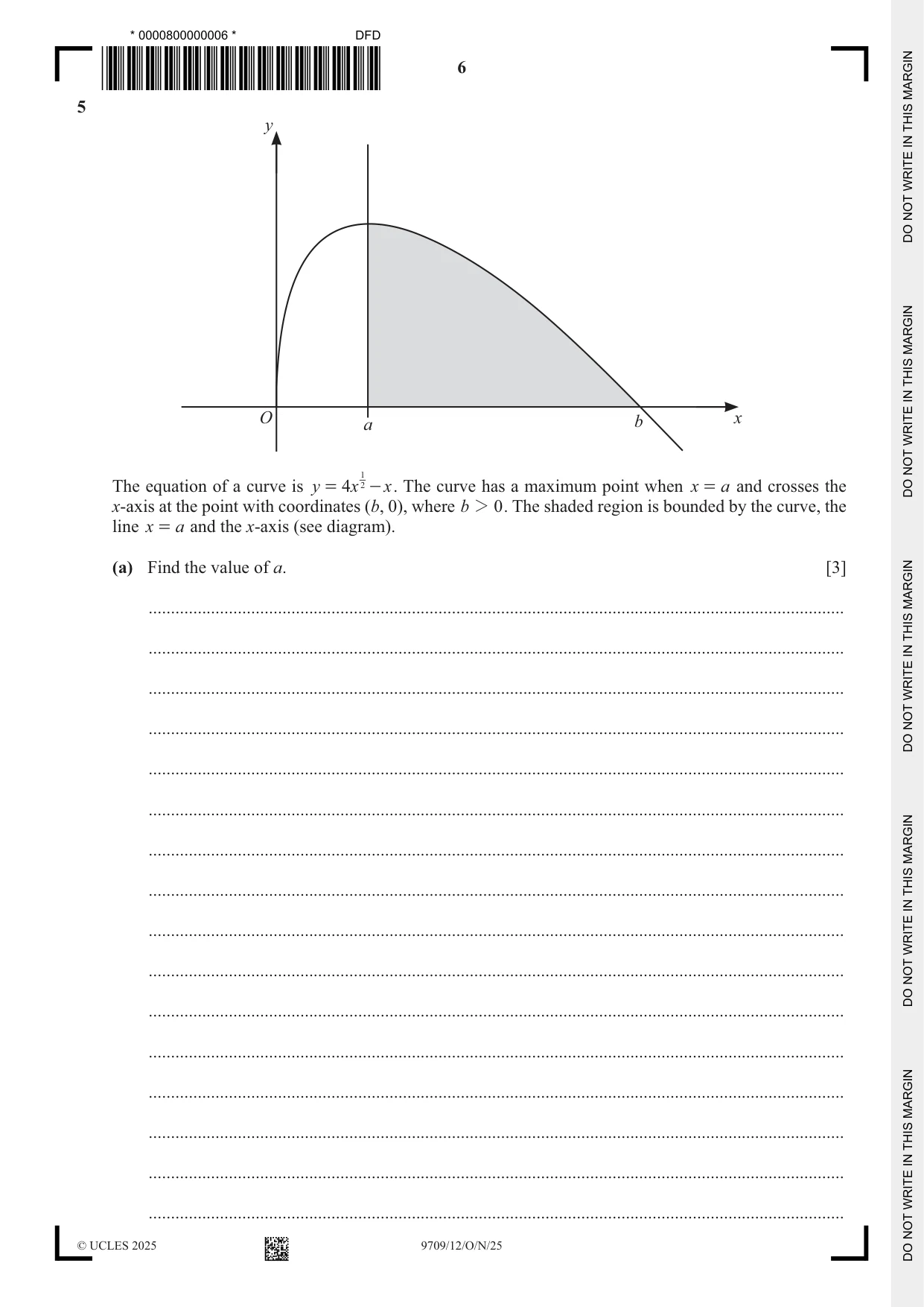 Cambridge A Level Mathematics 9709 2025 Oct/Nov Paper 1 · Variant 2 question paper, page 6 of 20