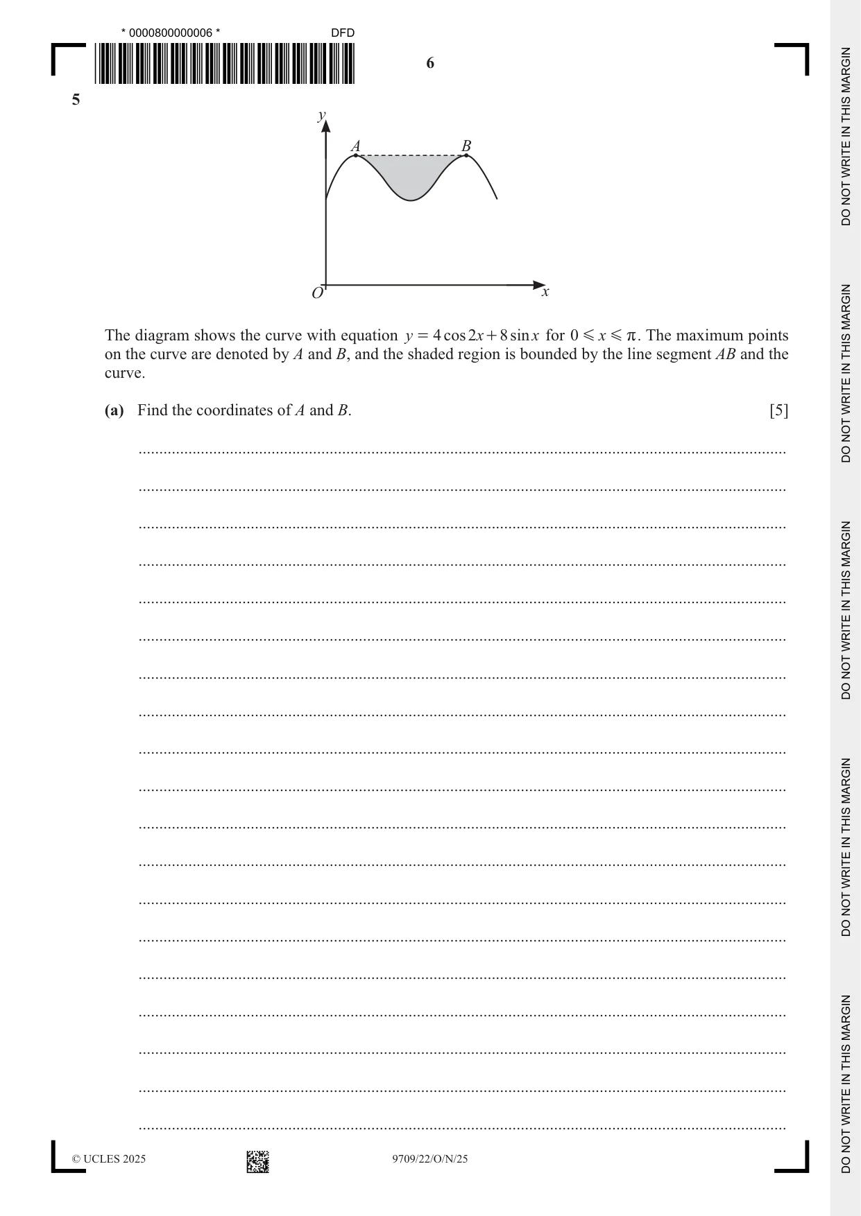 Cambridge A Level Mathematics 9709 2025 Oct/Nov Paper 2 · Variant 2 question paper, page 6 of 12