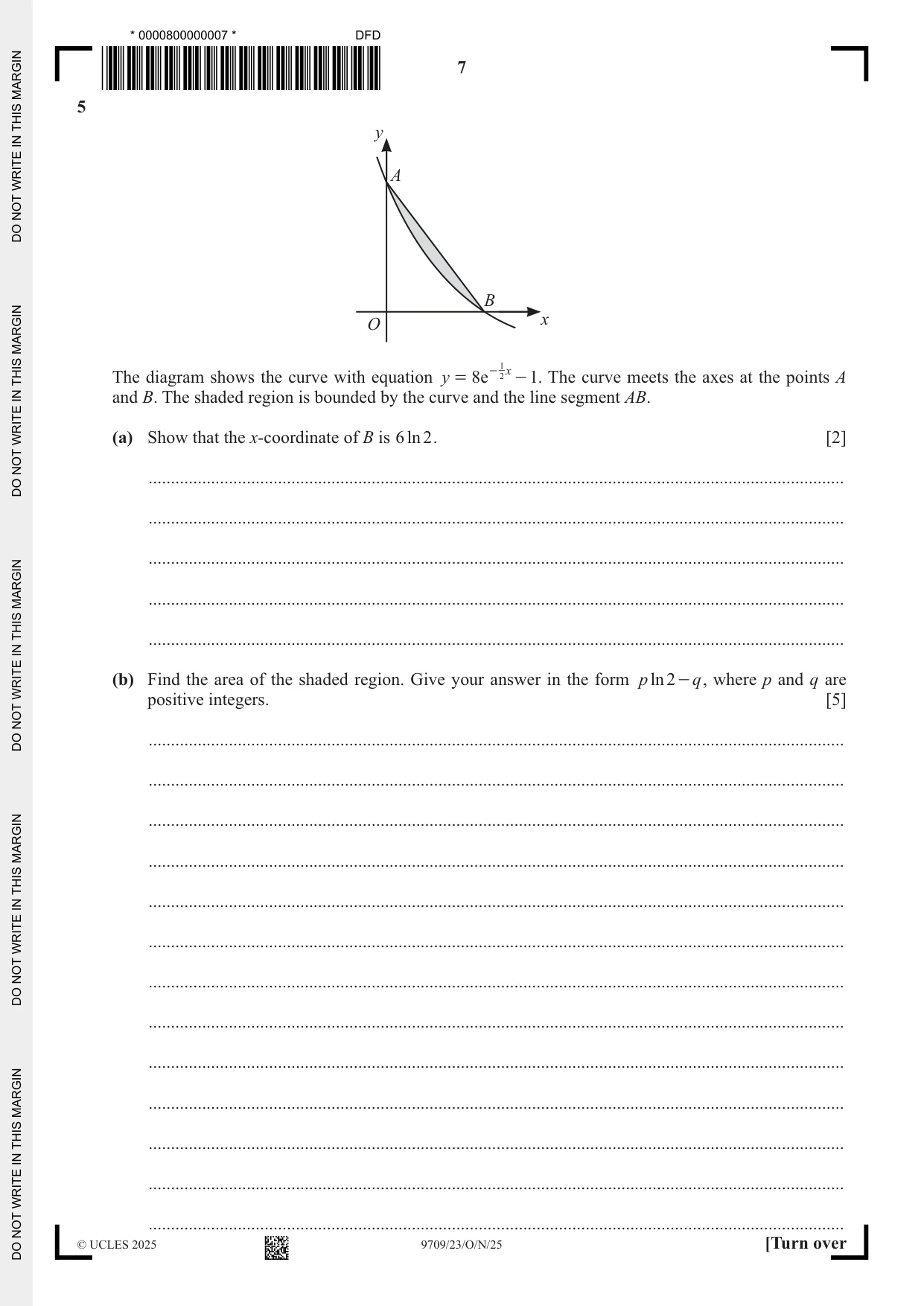 Cambridge A Level Mathematics 9709 2025 Oct/Nov Paper 2 · Variant 3 question paper, page 7 of 16