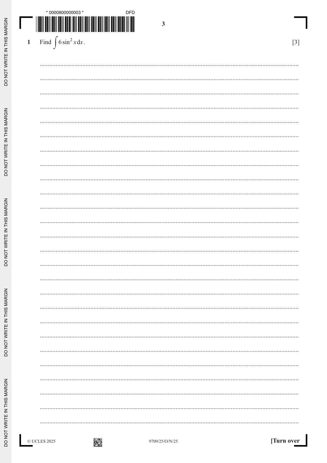 Cambridge A Level Mathematics 9709 2025 Oct/Nov Paper 2 · Variant 5 question paper, page 3 of 16