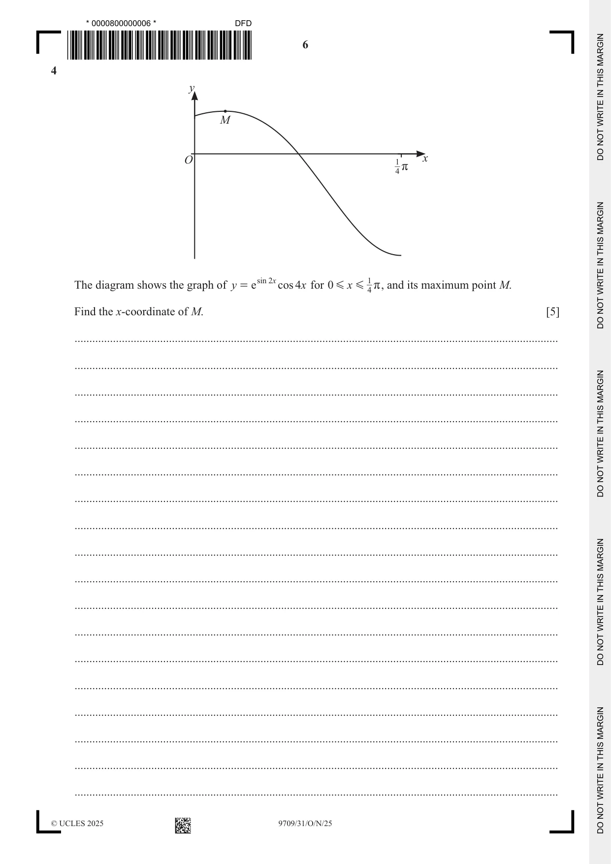 Cambridge A Level Mathematics 9709 2025 Oct/Nov Paper 3 · Variant 1 question paper, page 6 of 20