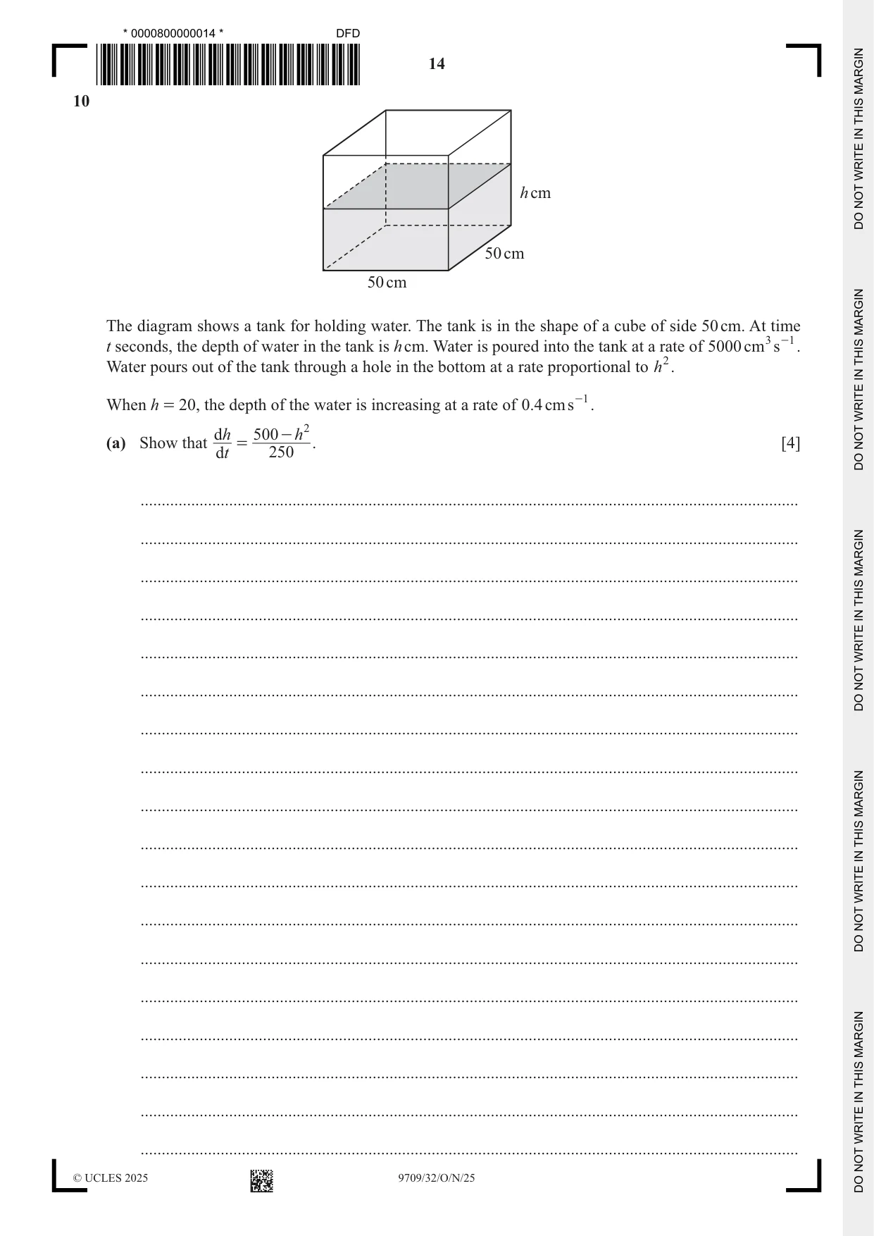 Cambridge A Level Mathematics 9709 2025 Oct/Nov Paper 3 · Variant 2 question paper, page 14 of 20