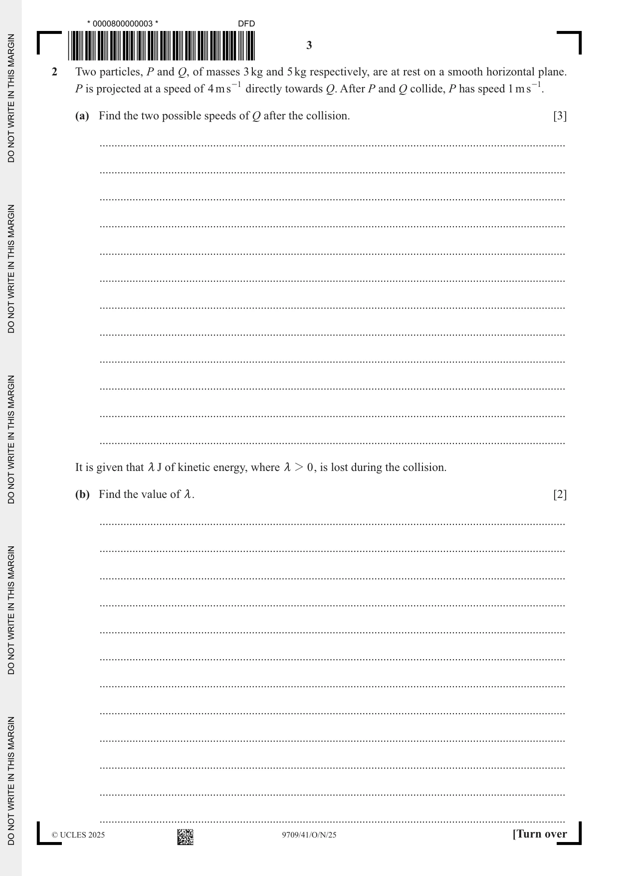 Cambridge A Level Mathematics 9709 2025 Oct/Nov Paper 4 · Variant 1 question paper, page 3 of 12